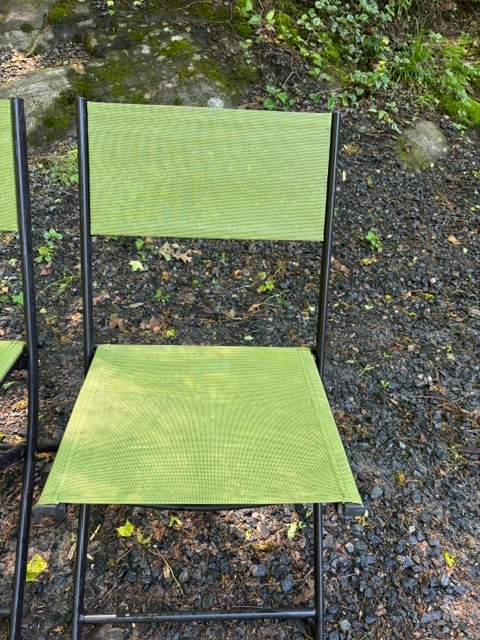Set of 4 Folding Patio Chairs – Green Sling Style - photo 2
