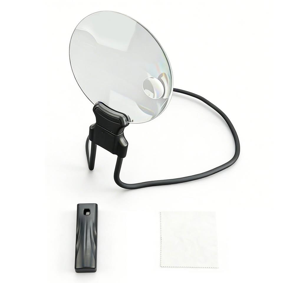Hands-Free Neck Magnifier with Stand – 5.1 in Lens