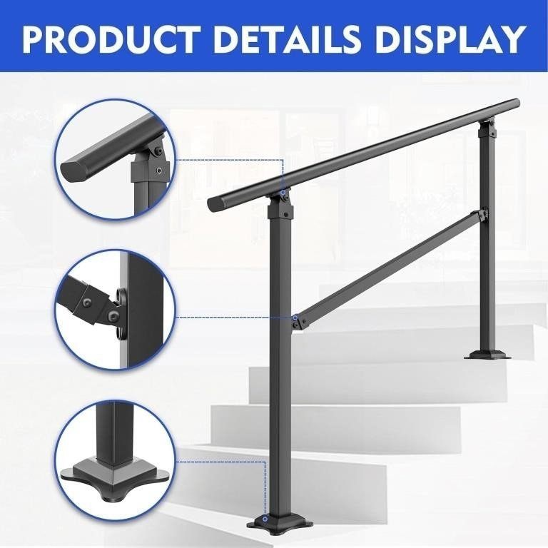 New SPACEEUP 4-5 Steps Stair Handrails, 54"x33" Wrought Handrail - photo 4