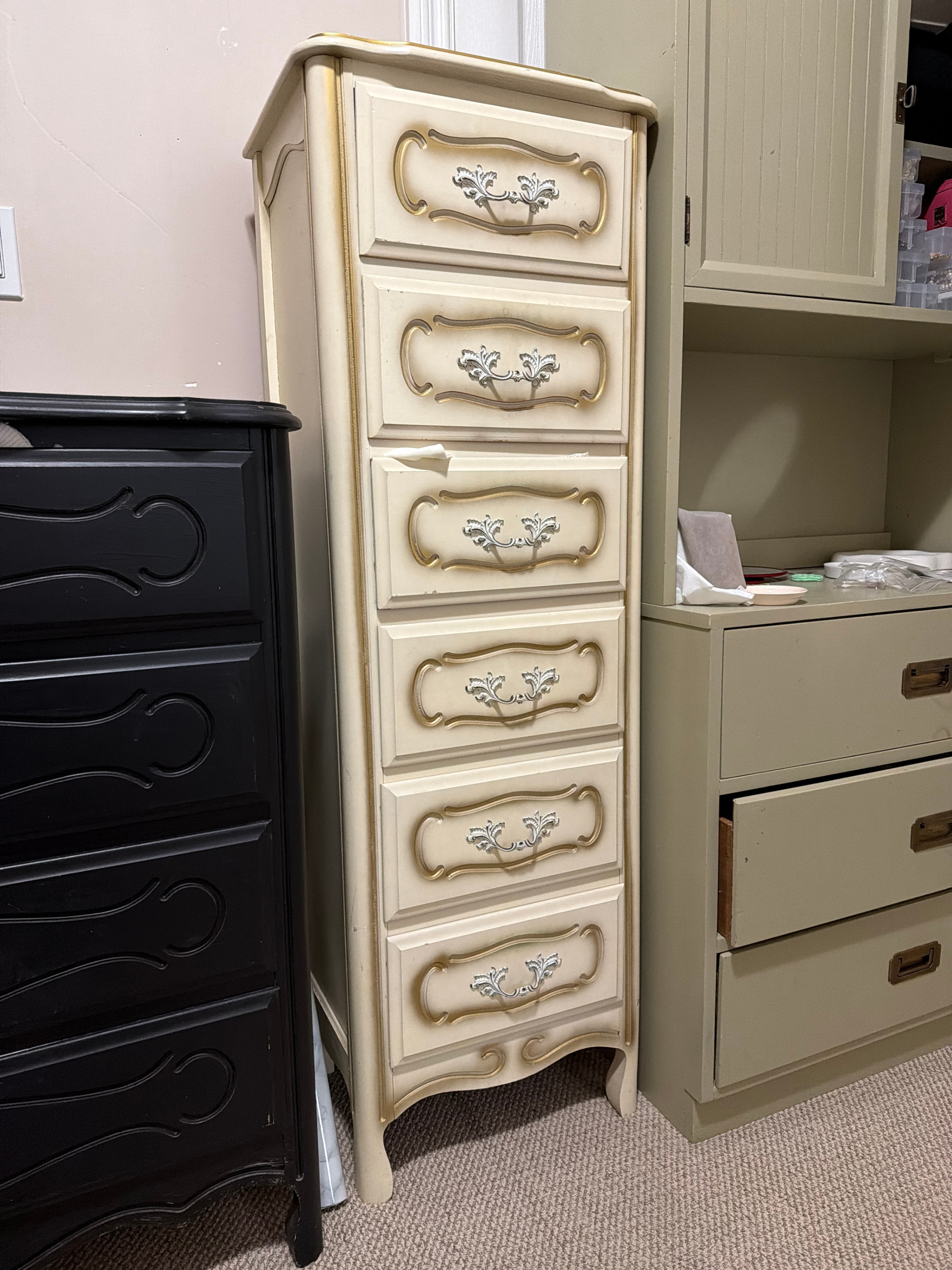White wood Vintage French Provincial tall lingerie chest - photo 2