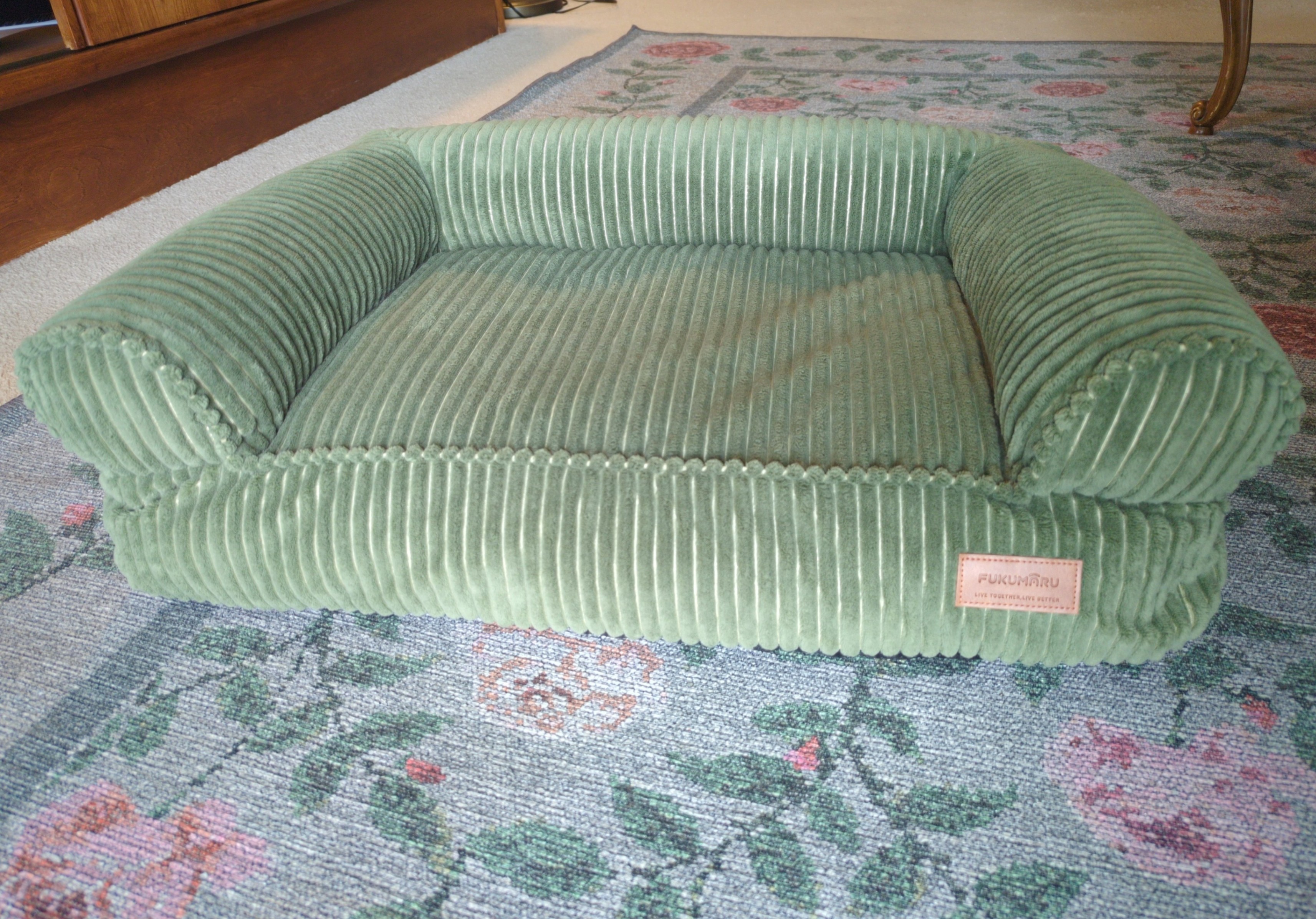 Fukumaru green corduroy cat/dog pet bed - photo 2