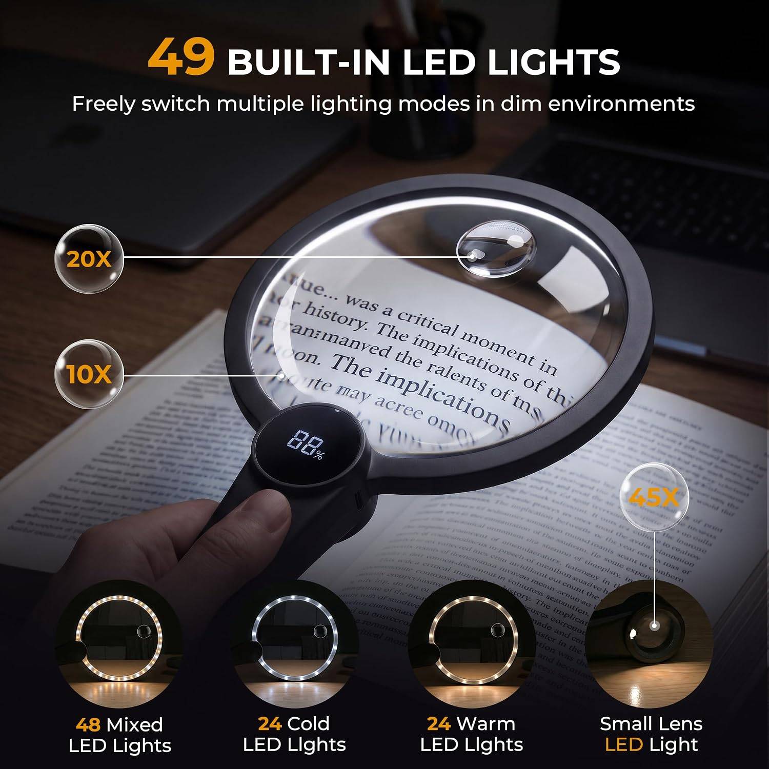 Magnifying Glass with 49 LED Light - photo 3