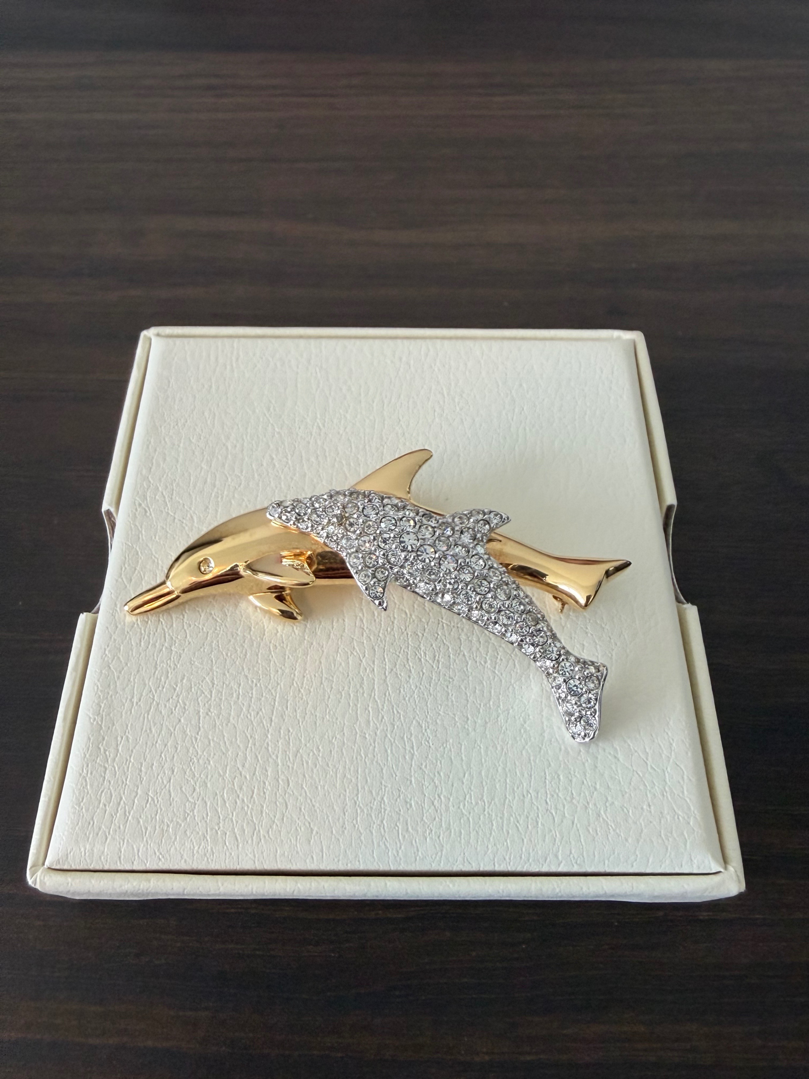Vintage Swarovski SCS Dolphins Brooch