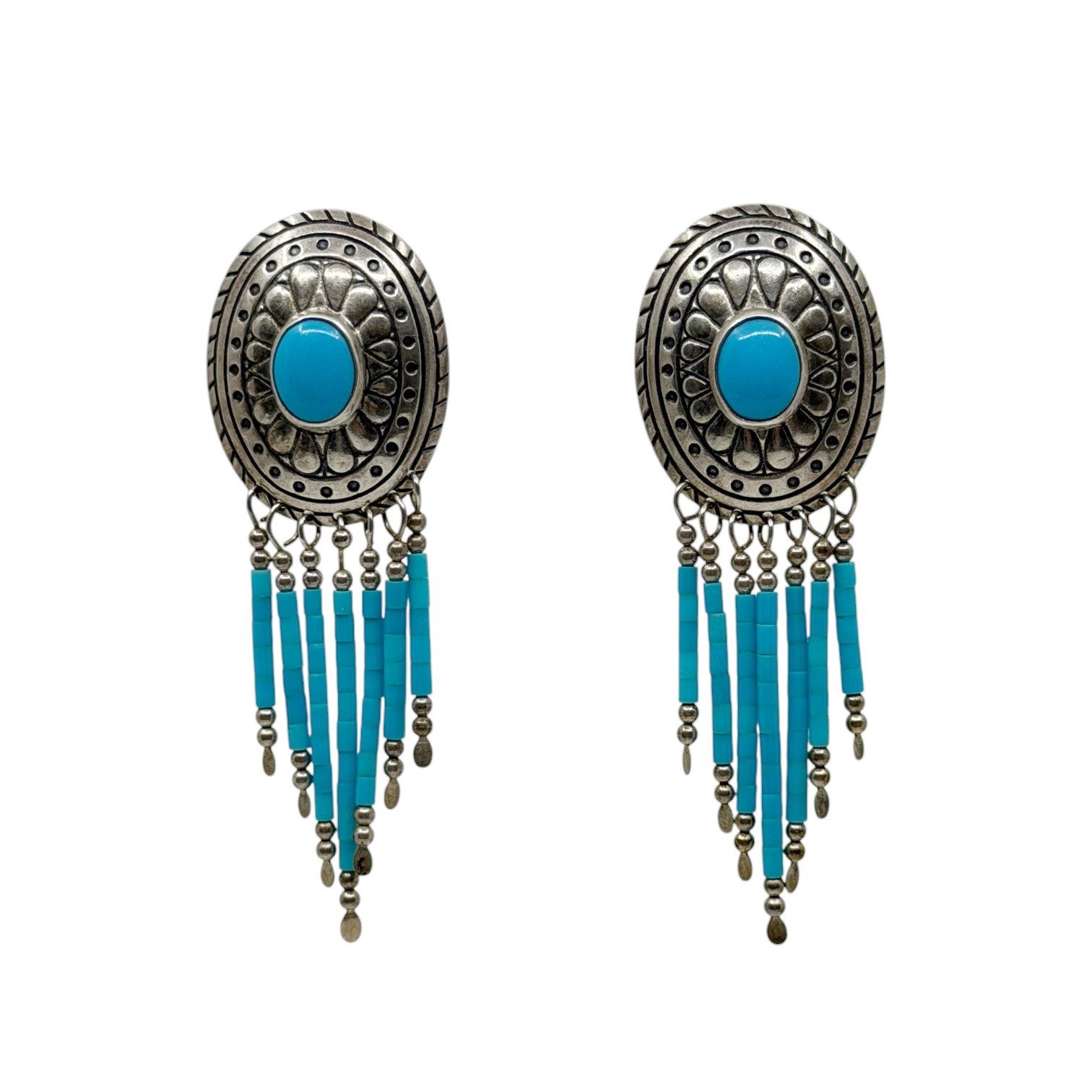 TK Zuni Southwestern sterling silver turquoise drop earrings - photo 2