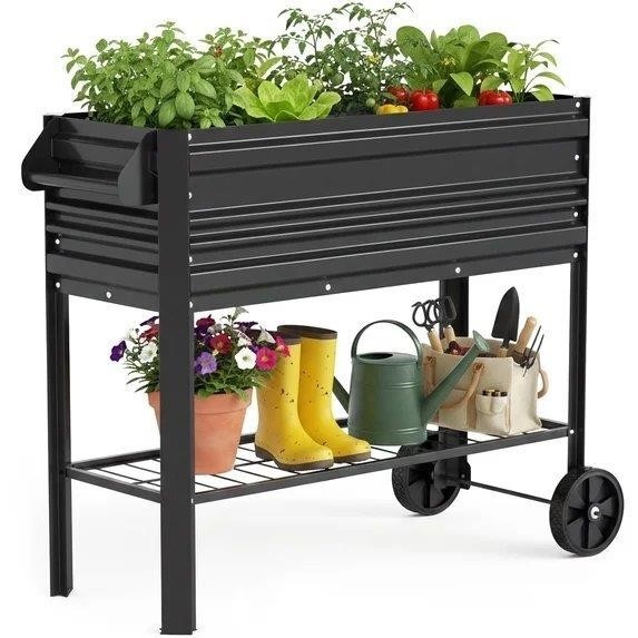 NEW-37in Galvanized Raised Garden Bed