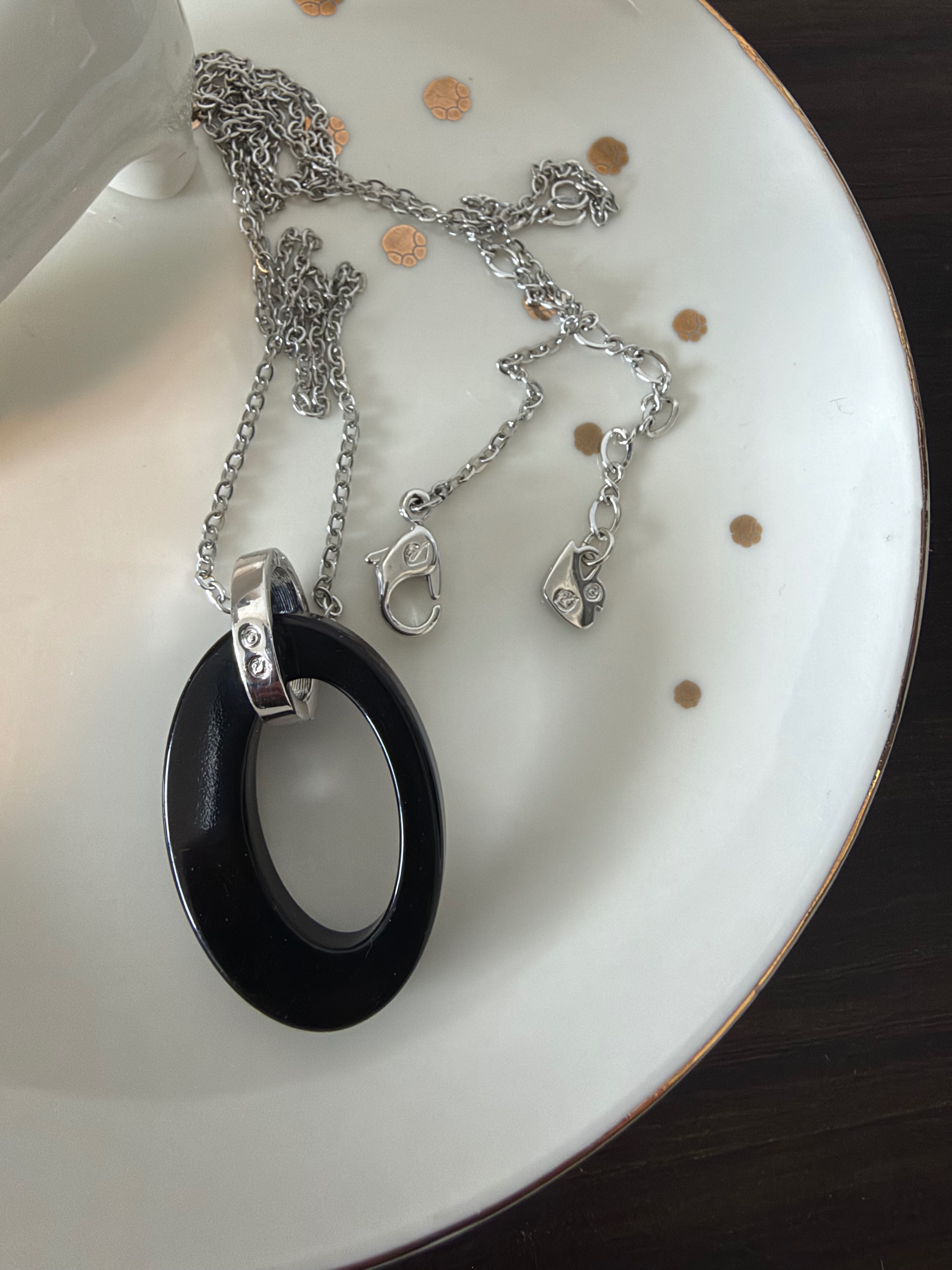 Swarovski Black Ceramic Crystal Oval Pendant Necklace - photo 4