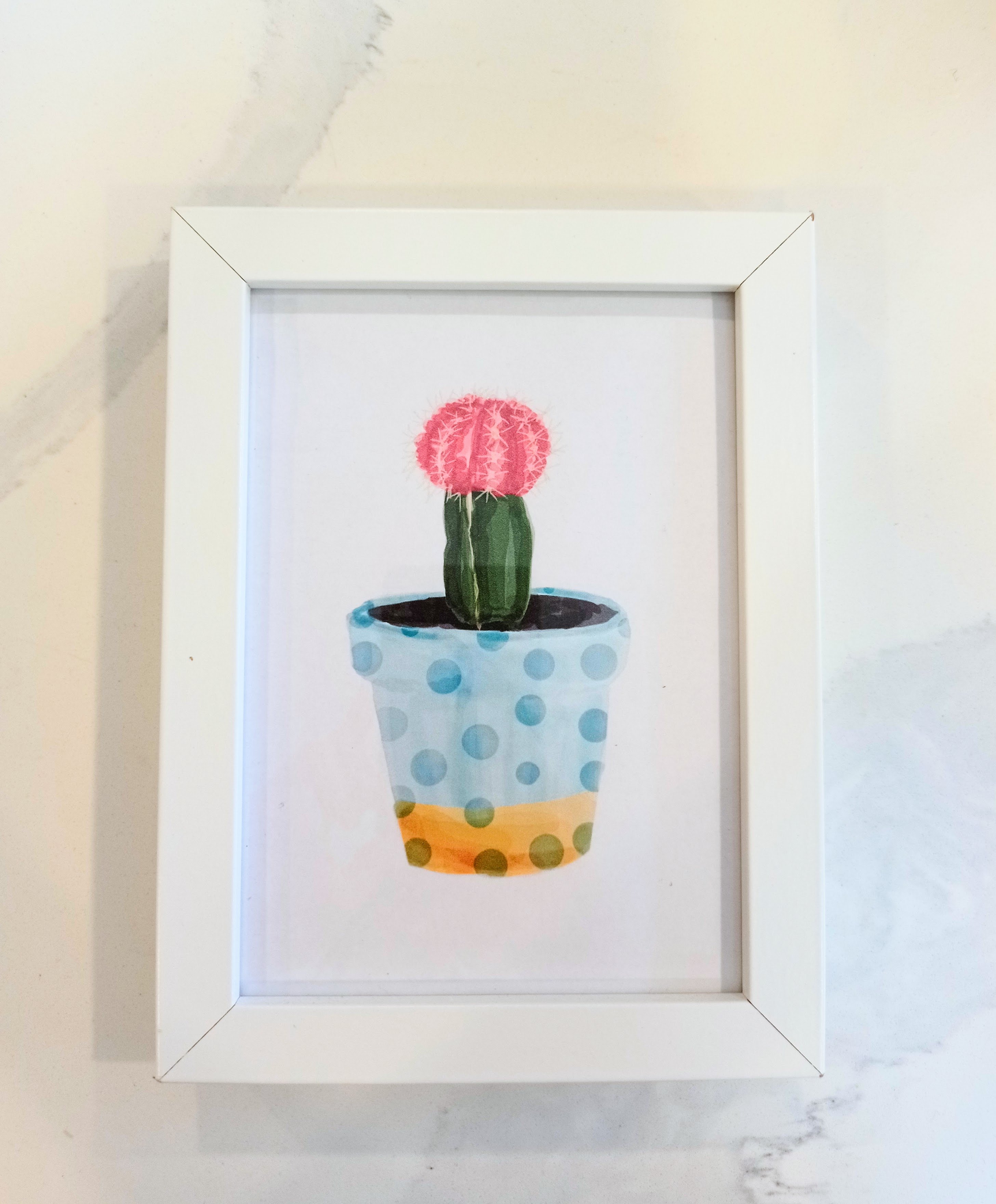 Like New White Framed Watercolor Cactus Print - photo 5