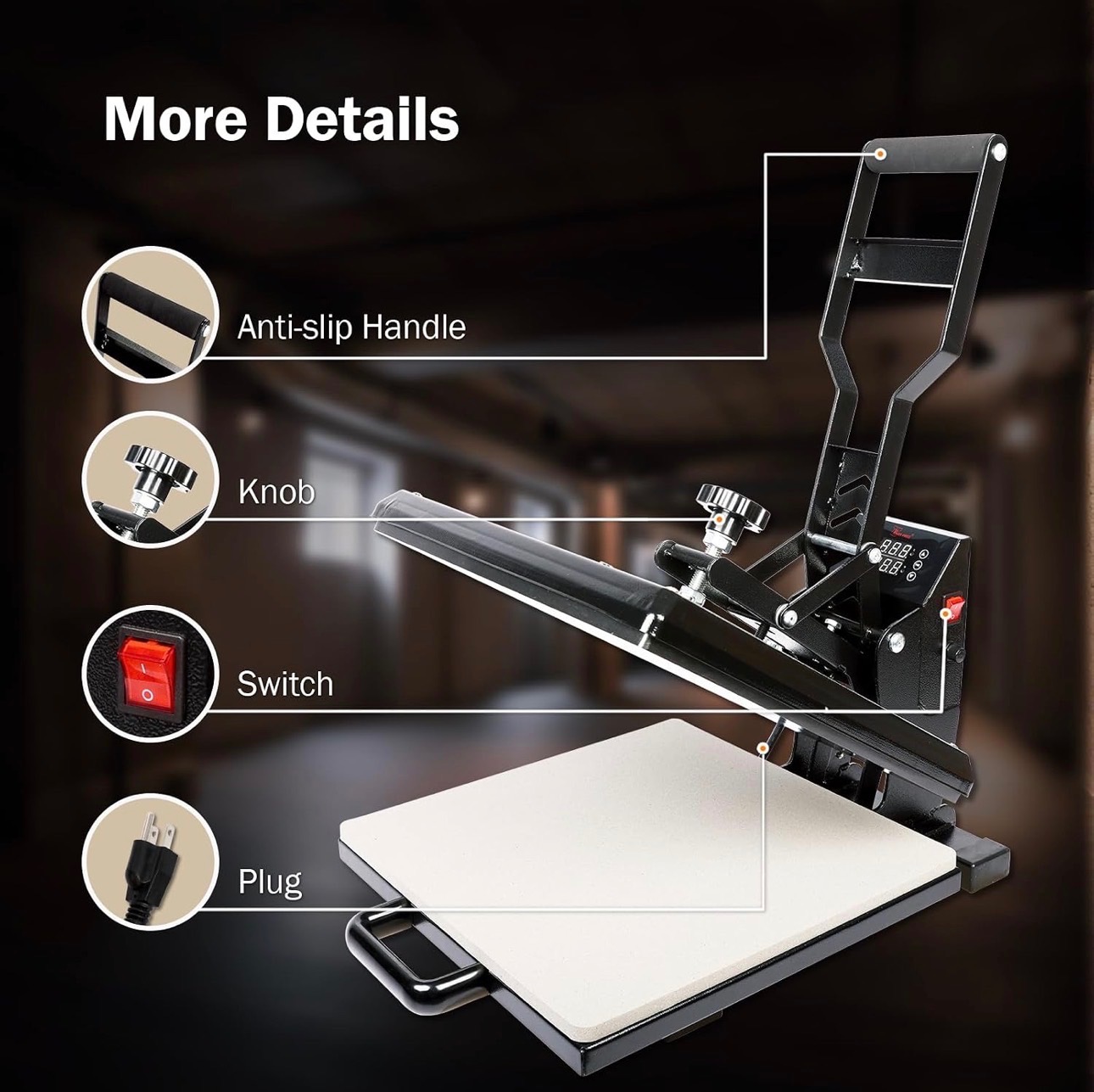 PowerPress Industrial-Quality Digital Heat Press Machine 15x15" - photo 3