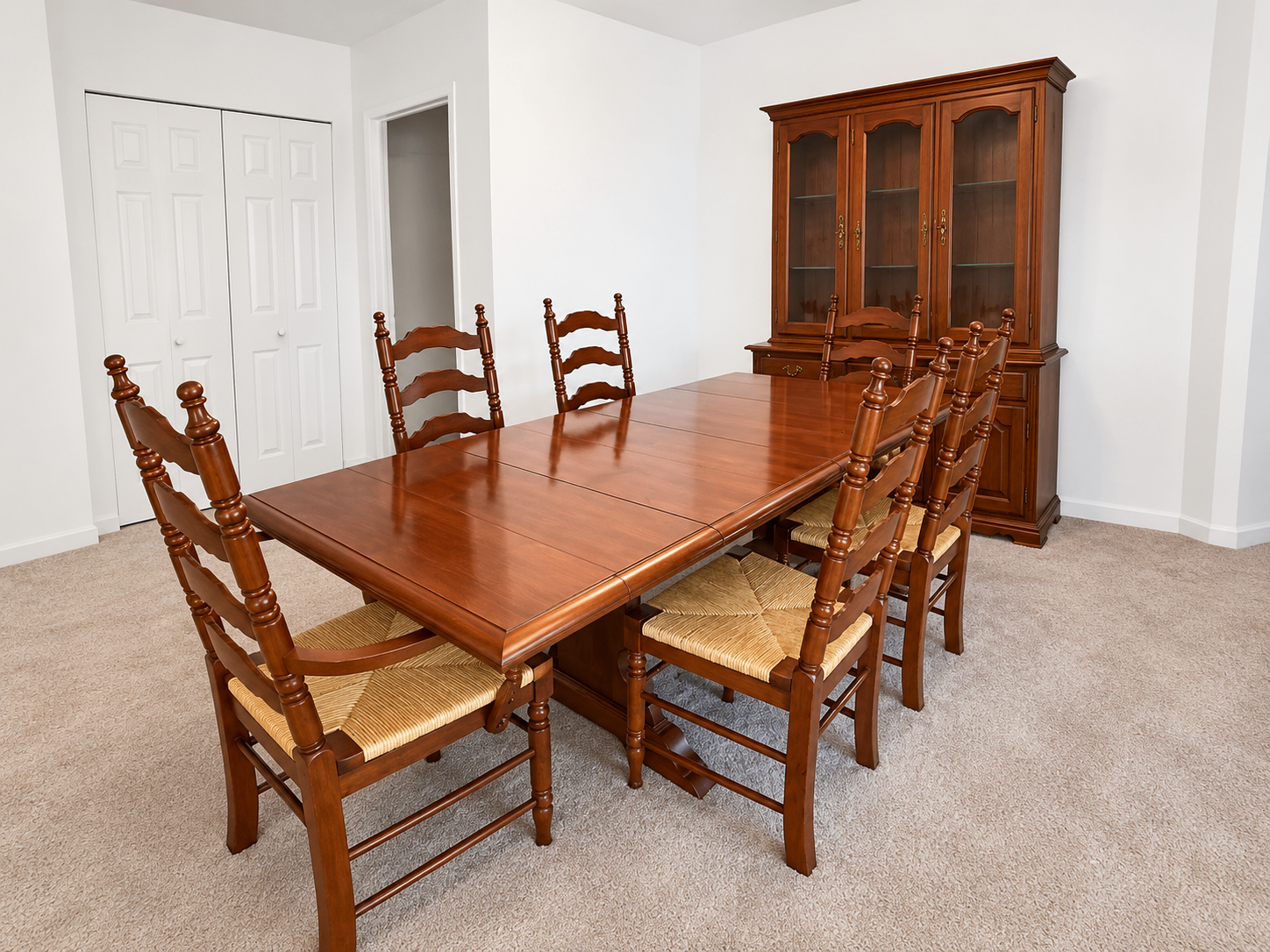 Solid Wood Dining Table & China Cabinet