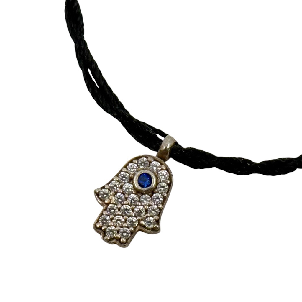 Gold Vermeil Sterling silver cubic zirconia hamsa cord bracelet - photo 4