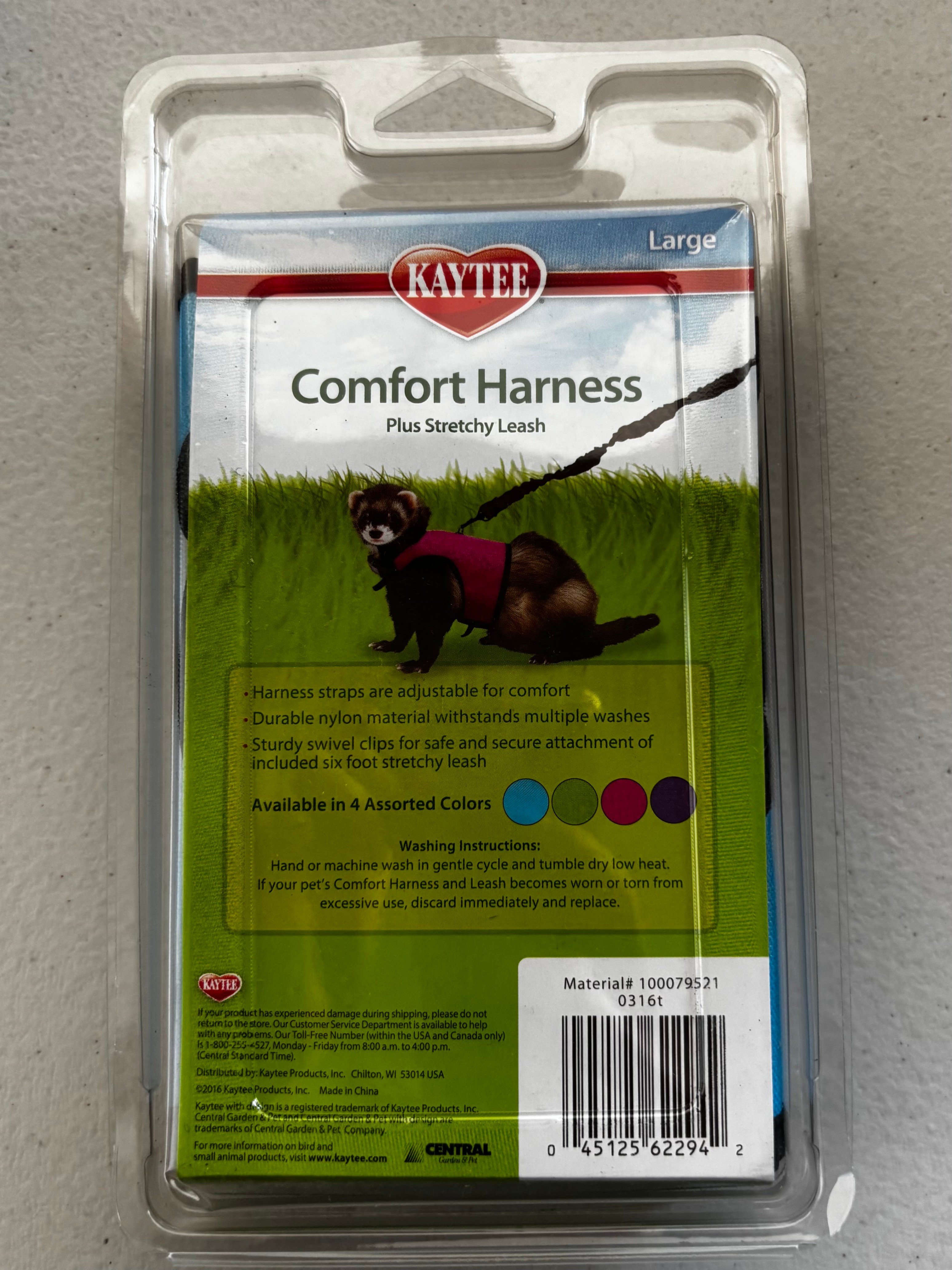 Kaytee Large Small Animal Stretchy Leash Harness Blue - photo 2
