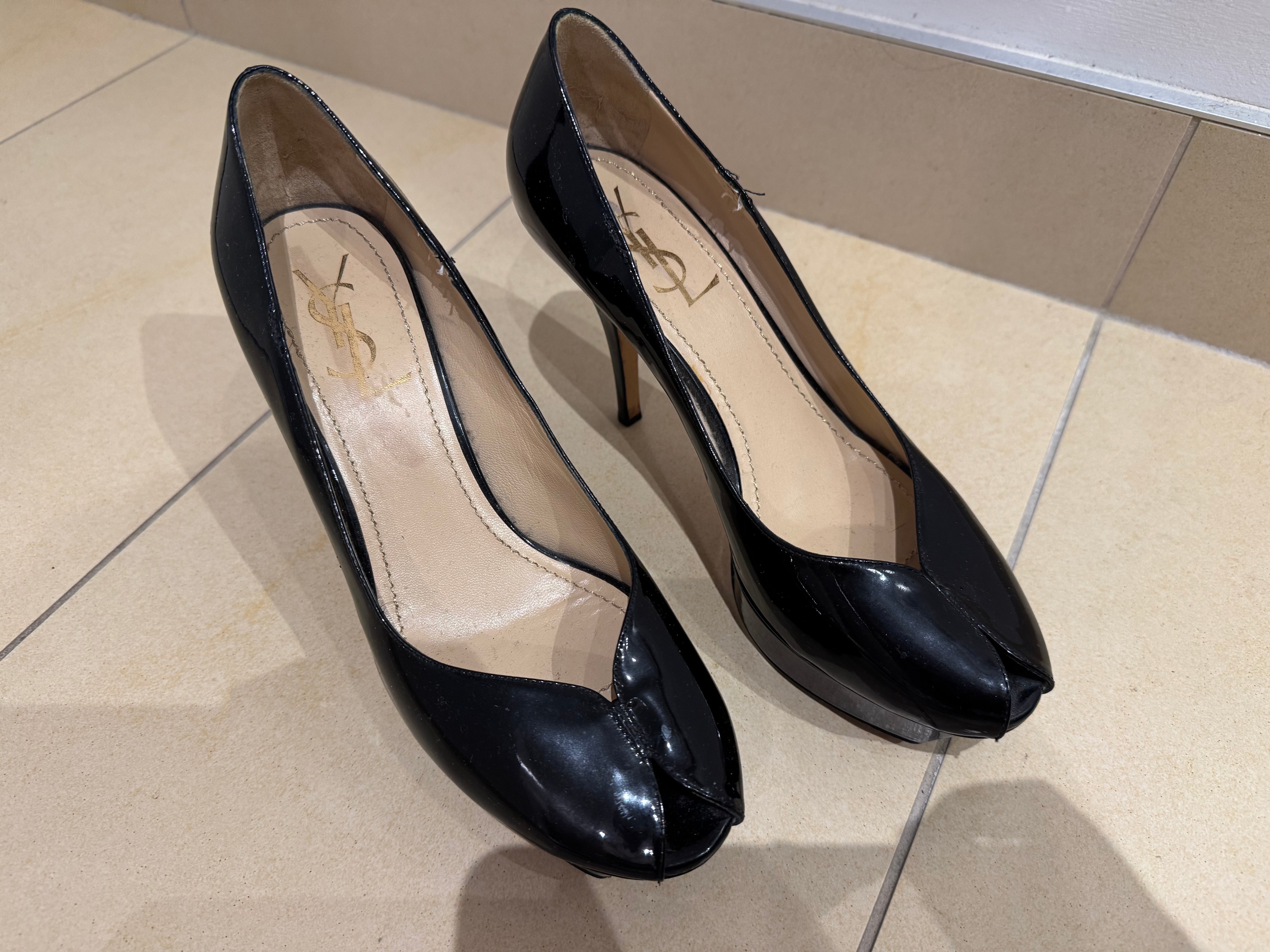Authentic Yves Saint Laurent Black Patent Heels