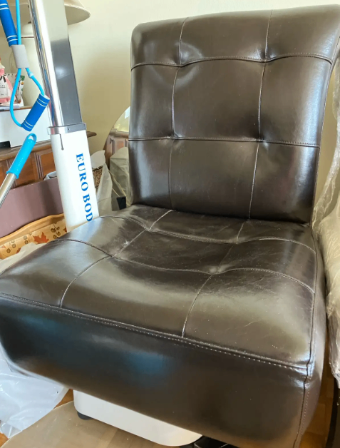 Dark Brown Tufted Faux Leather Armless Chair - photo 2