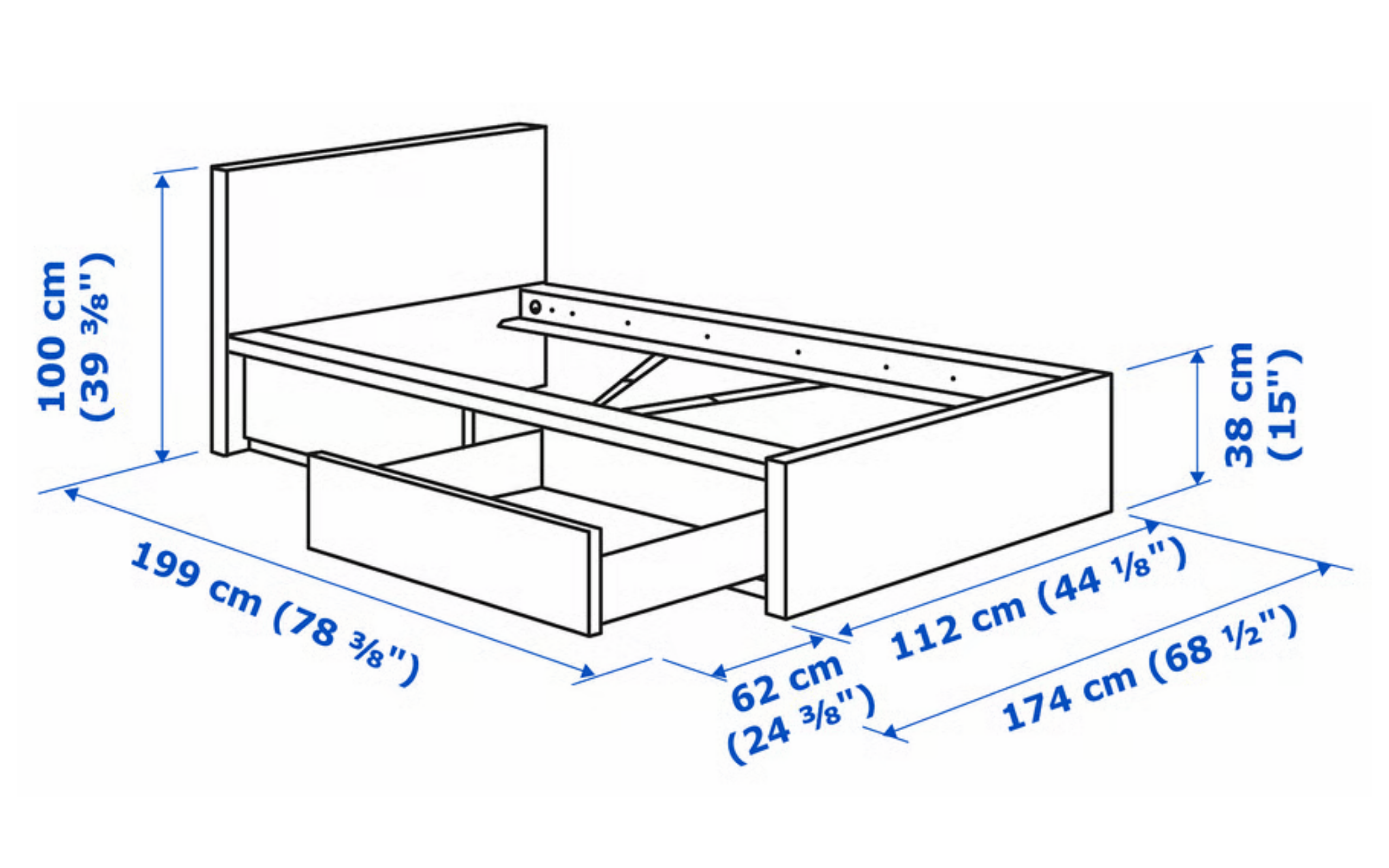 IKEA MALM Twin Bed Frame + 2 Under-Bed Storage Drawers – $95 - photo 3