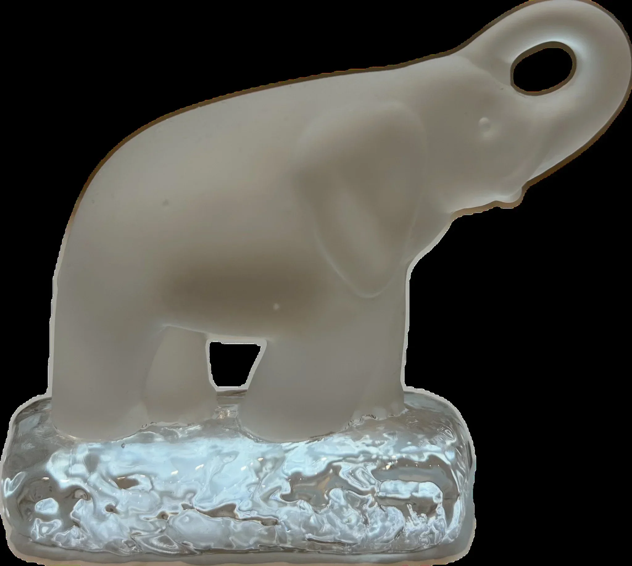 Frosted Crystal Glass Elephant Figurine on Base