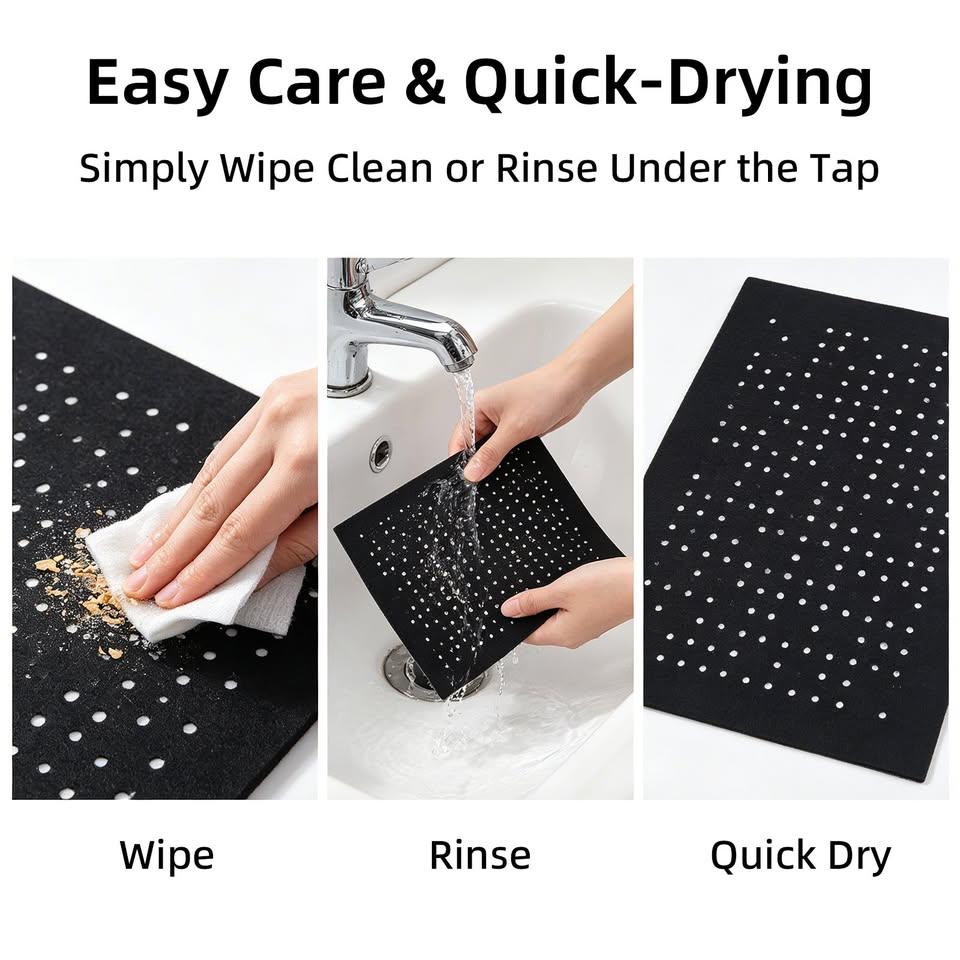 Black Felt Placemats – Set of 4, 17.3 x 11.4 in - photo 2