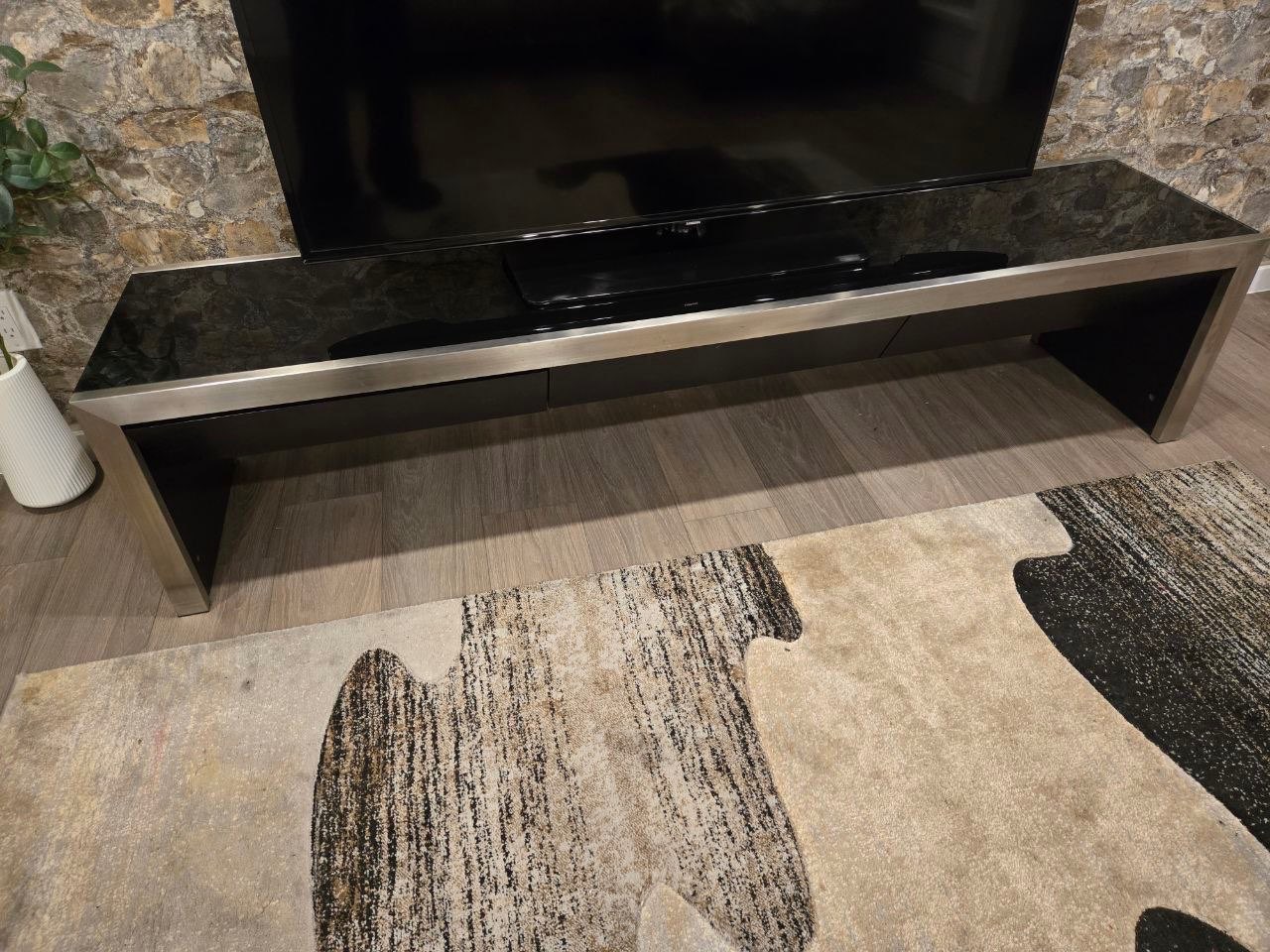 Modern Media Console with Glass Top - photo 2