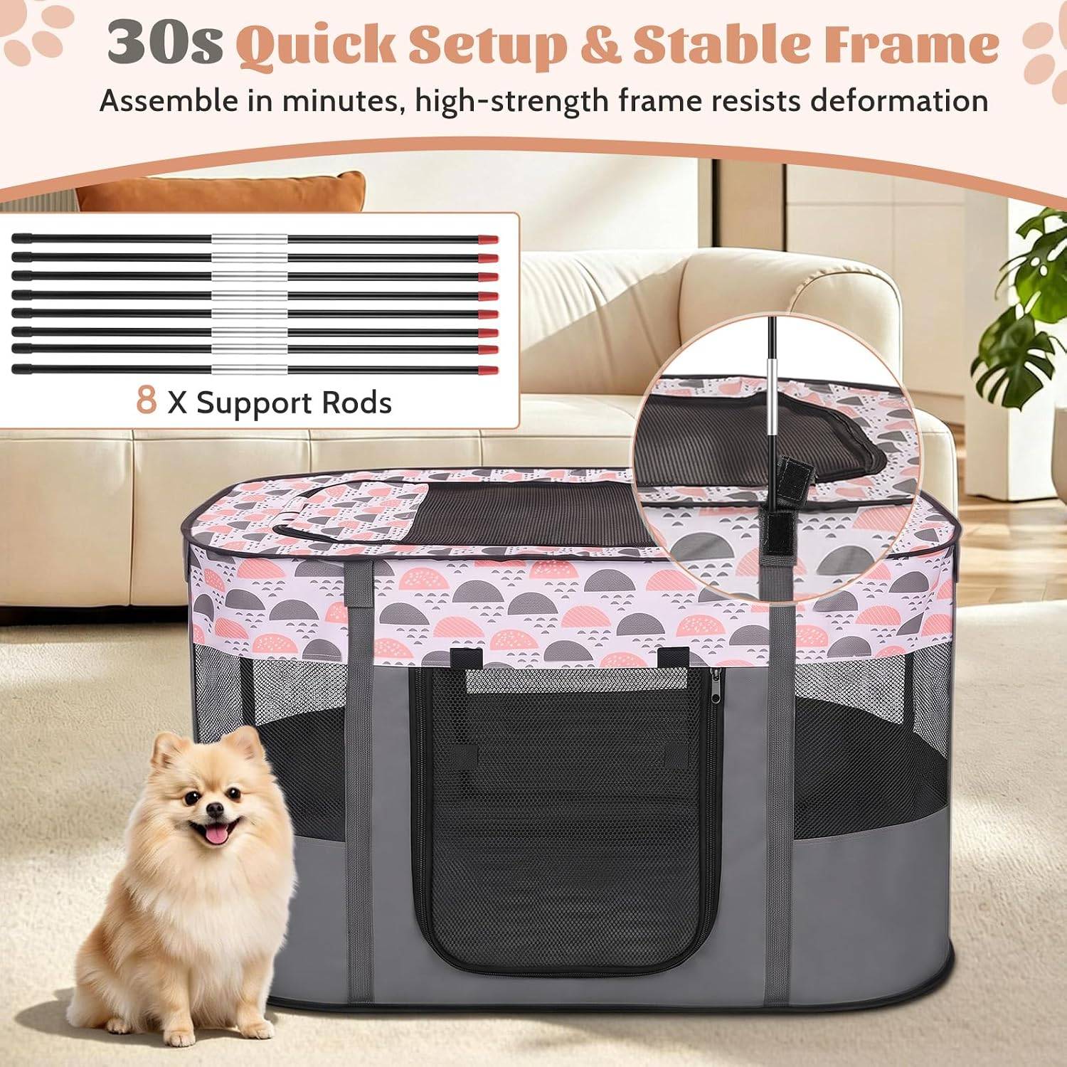 Pet Playpen for Small Dogs Rabbits, Foldable - photo 3