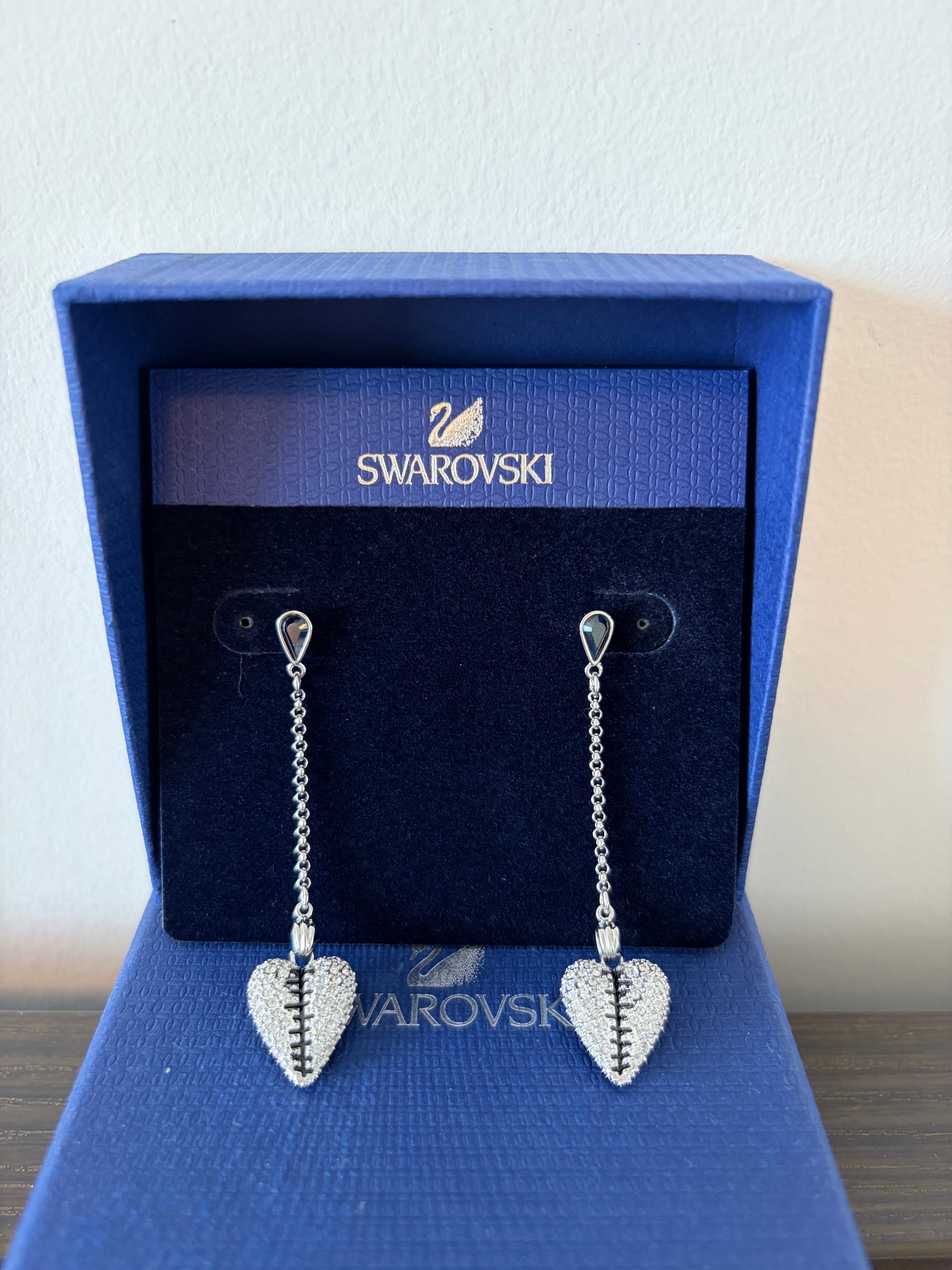 Vintage Swarovski Pavé Zipped Heart Drop Earrings