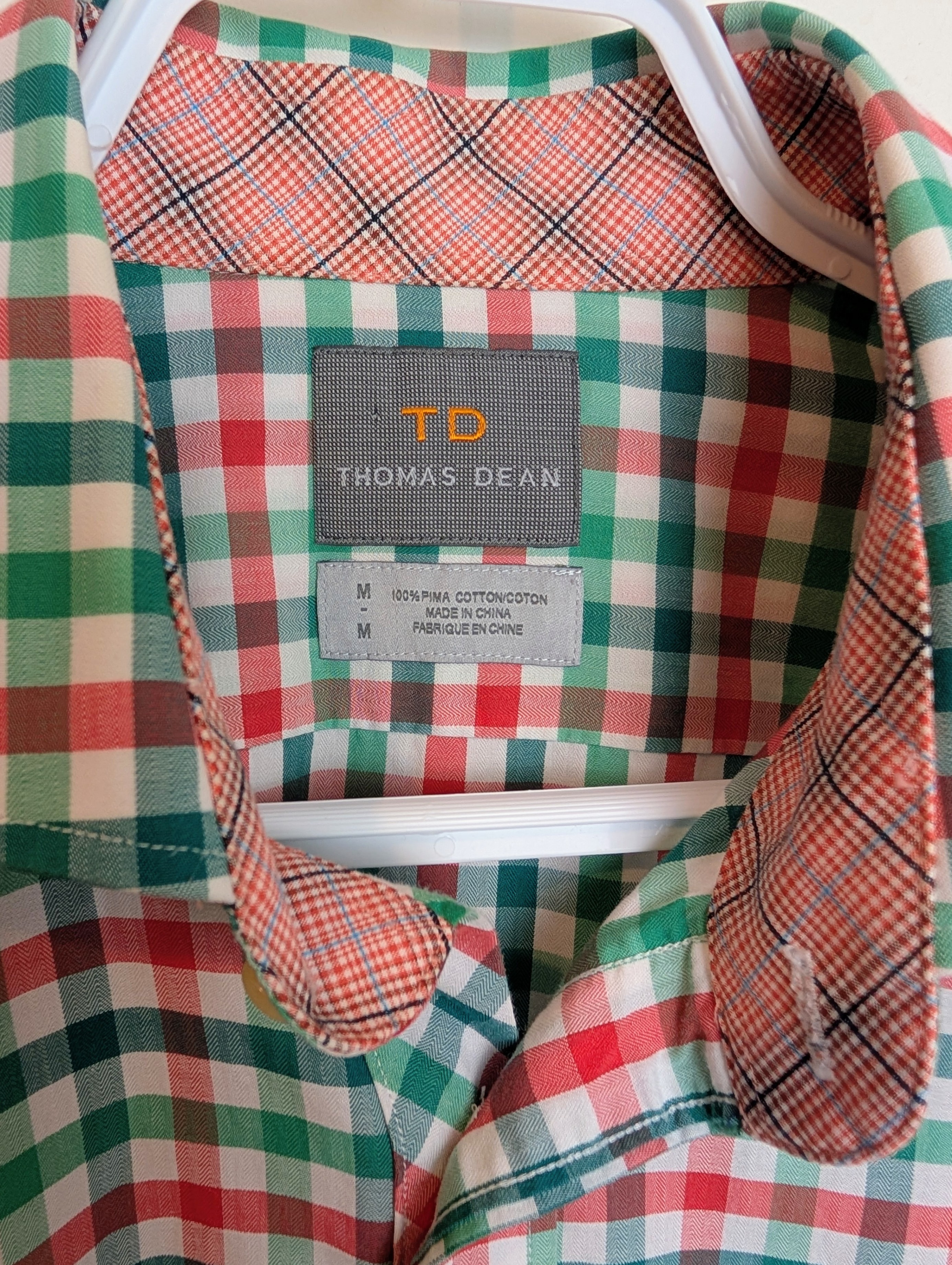 Thomas Dean 100% Pima Cotton Plaid Long Sleeve Button-Down Shirt - photo 3