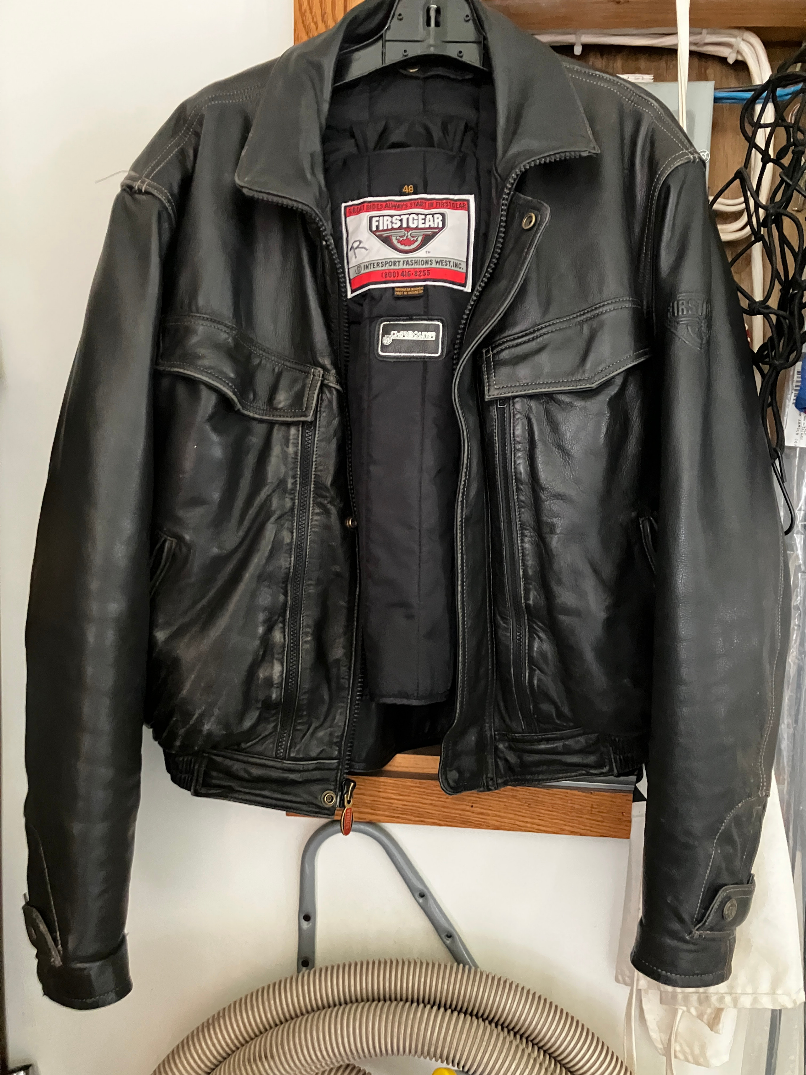 Leather Motorcycle Jacket, Size 48, Very, Very Heavy & Thick