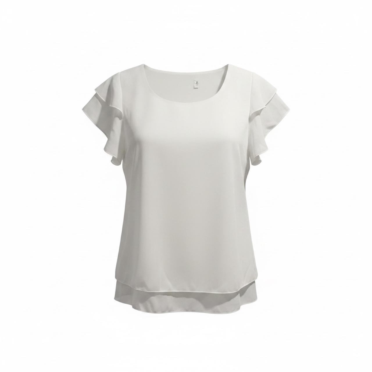 White Ruffle Blouse Flowy – Size S – Brand New - photo 3