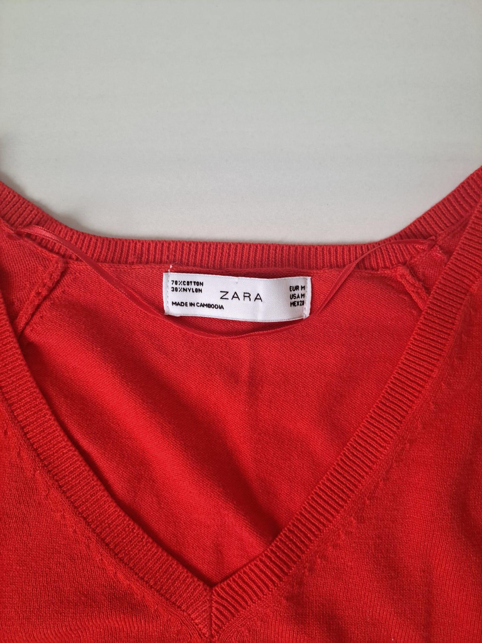 🧣Red Fitted V Neck Sweater Top - photo 5