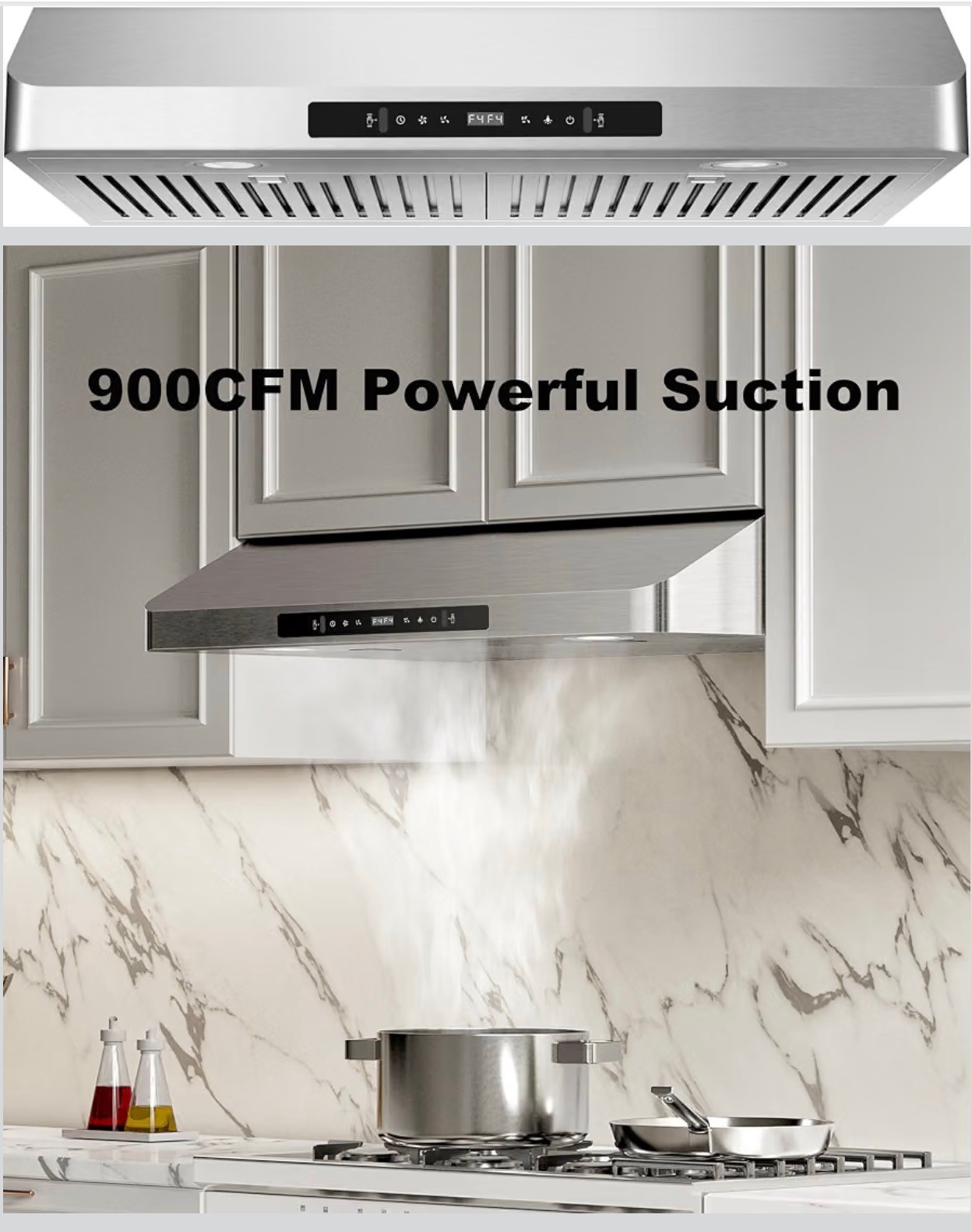 NEW: Range Hood Stainless Steel 30" Touch Control Top/Rear Vents - photo 2