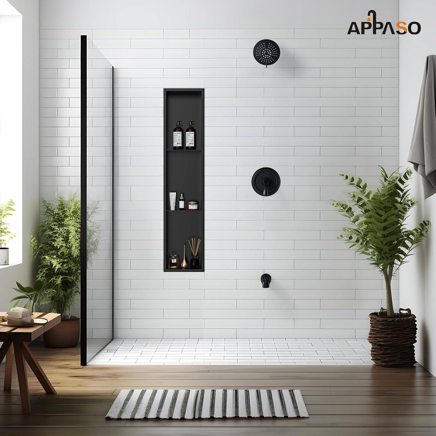 APPASO Matte Black Shower Niche 8" x 36" - photo 4