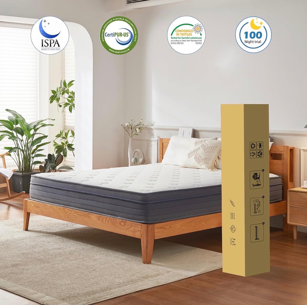 Full Size 12" Mattress Hybrid Memory Foam Pressure Relief