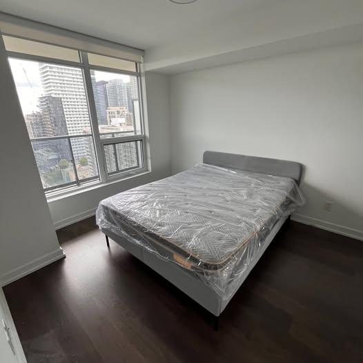Queen Mattress (Used Once) + IKEA SLATTUM Grey Bed Frame - photo 2