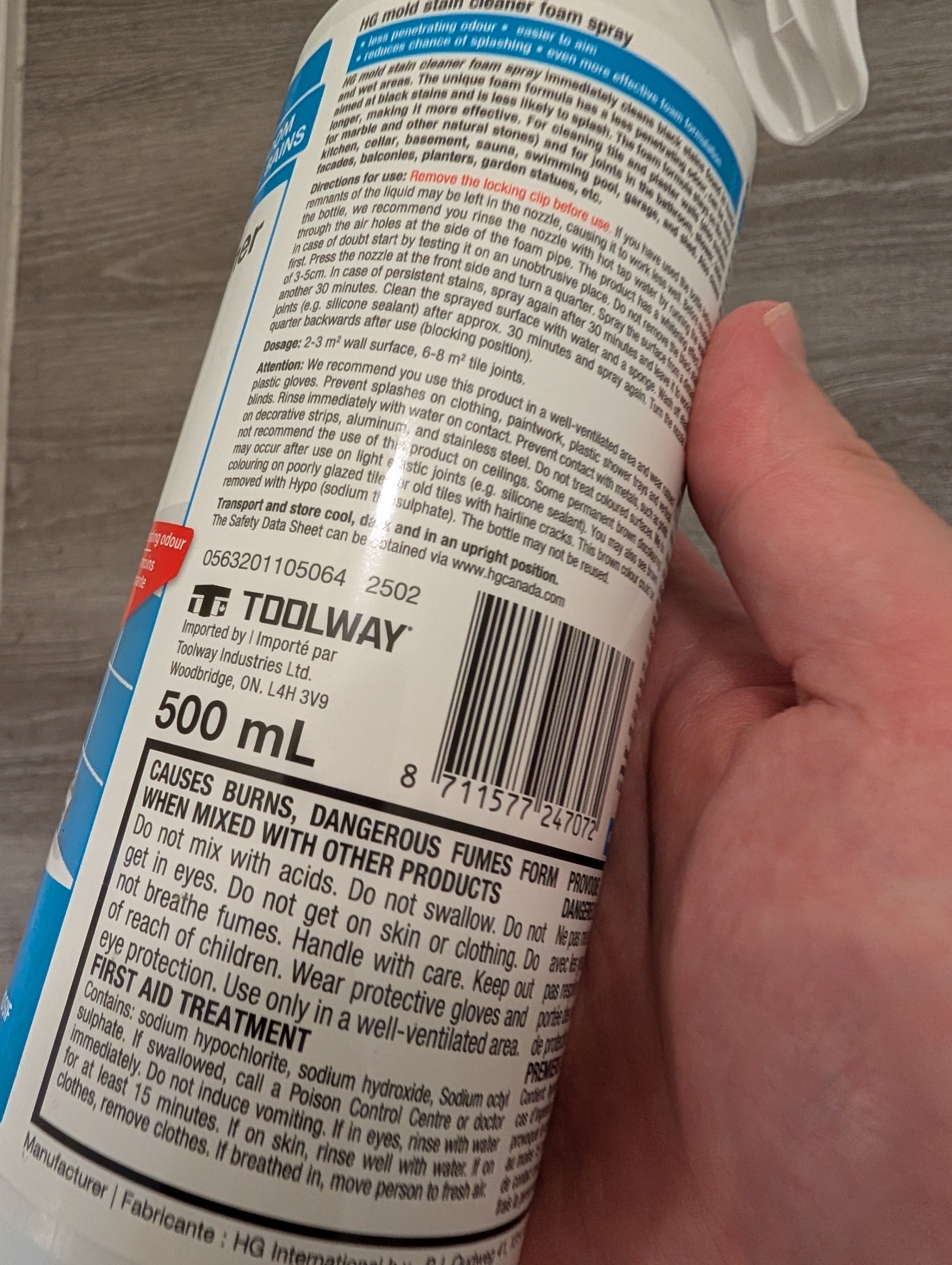 HG Bathroom Mold Stain Cleaner Foam Spray 500mL - Brand New - photo 2
