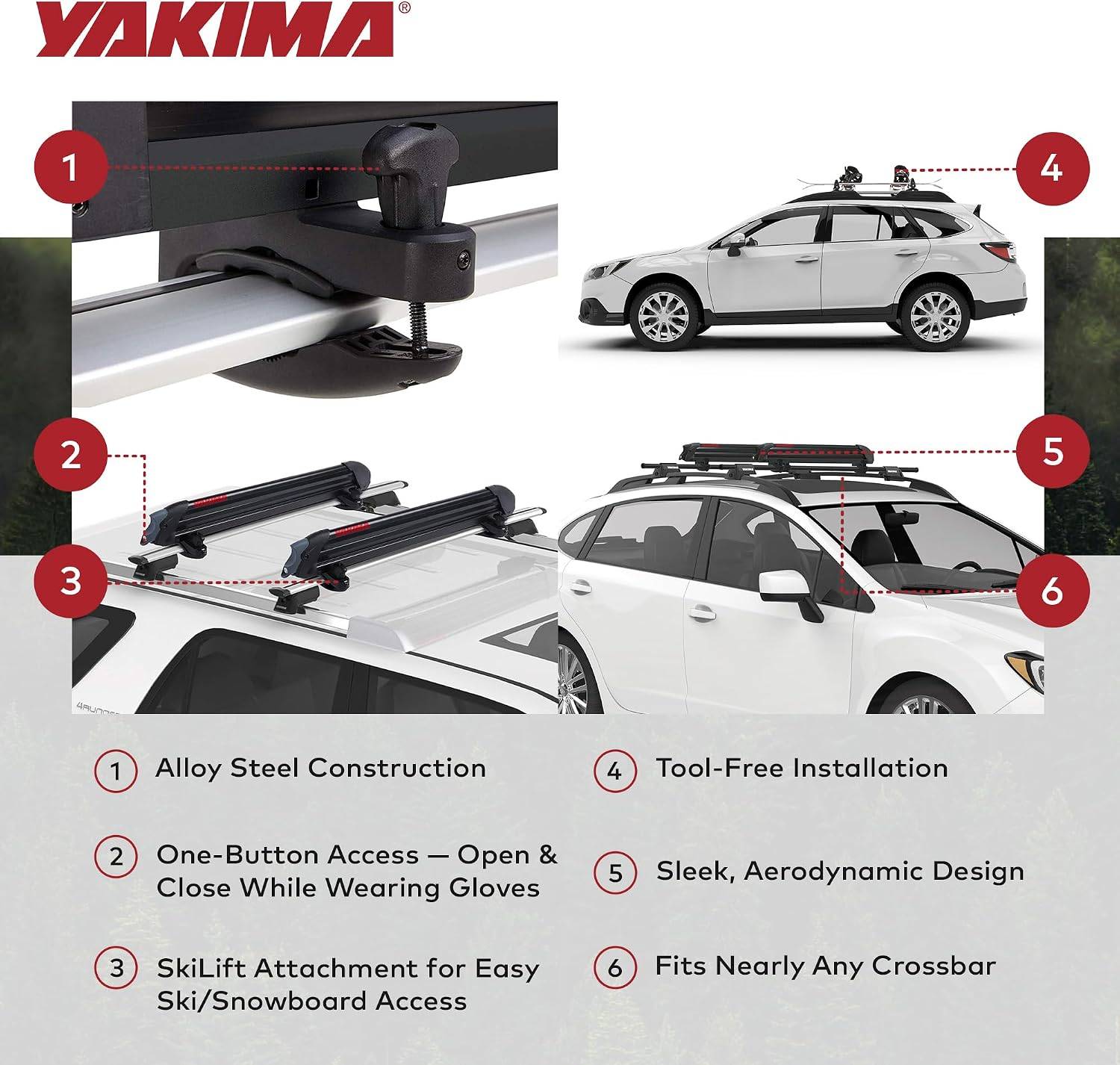 Yakima PowderHound 6 Ski & Snowboard Roof Rack - photo 4
