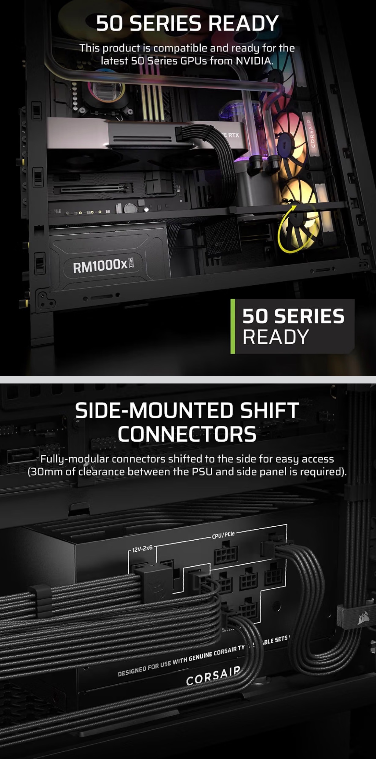 CORSAIR RM1000x Fully Modular ATX Power Supply Modular Side Inte - photo 3