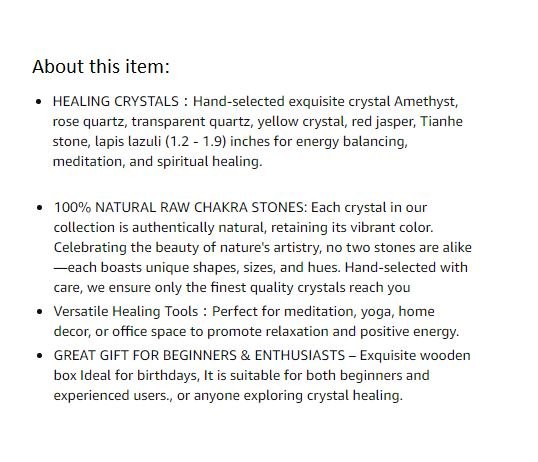 NEW~ 6 Chakra Stones & Crystals Set – Wooden Box - photo 2