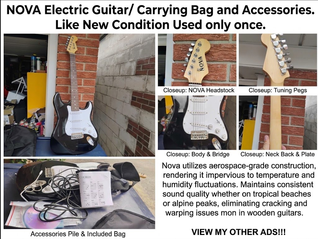 NOVA Electric Guitar/ Carrying Bag and Accessories.