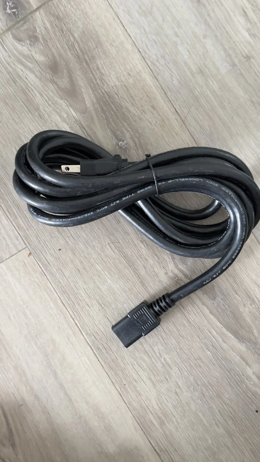 Black Computer Power Cord – 3-Prong to IEC C13