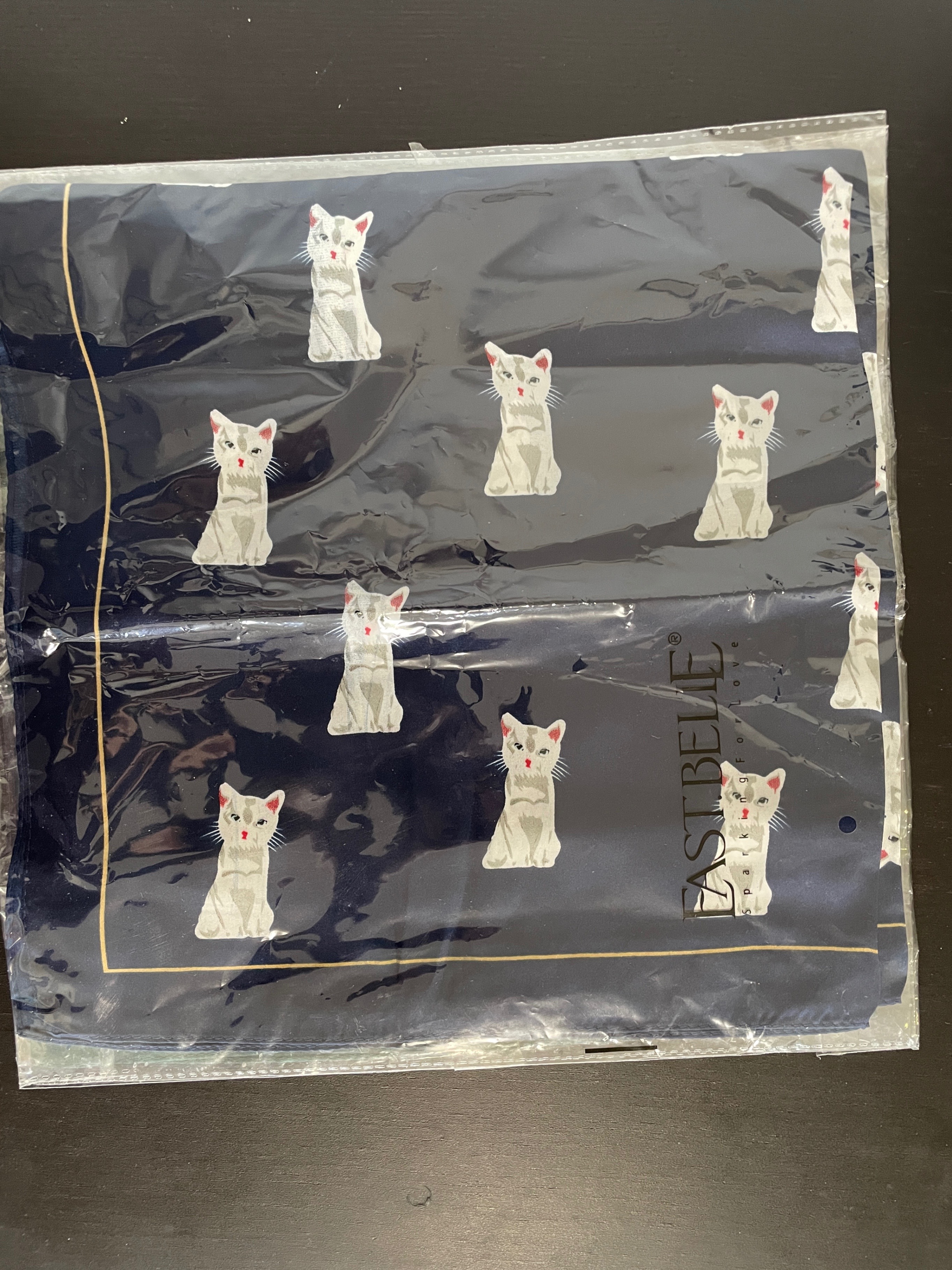 🏈 Brand New Cat Print Silk-Style Square Scarf (Green & Navy) 🐈 - photo 4