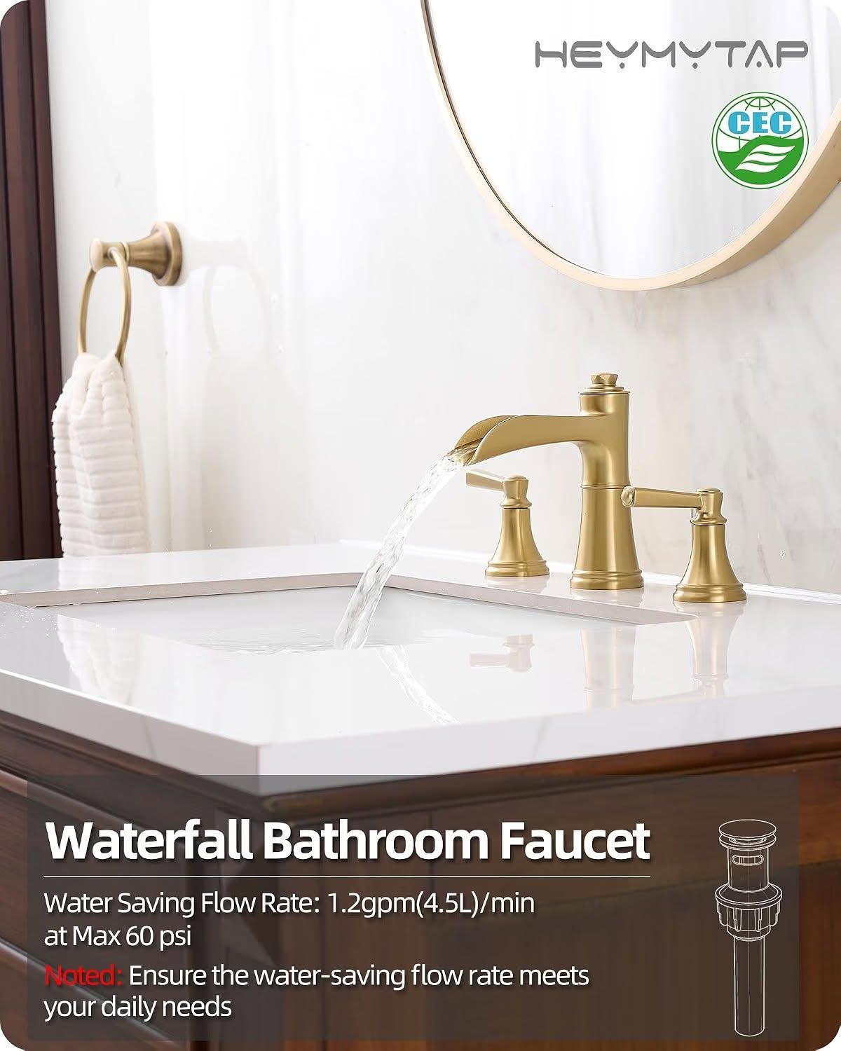 Brushed Gold Waterfall Bathroom Faucet - photo 2