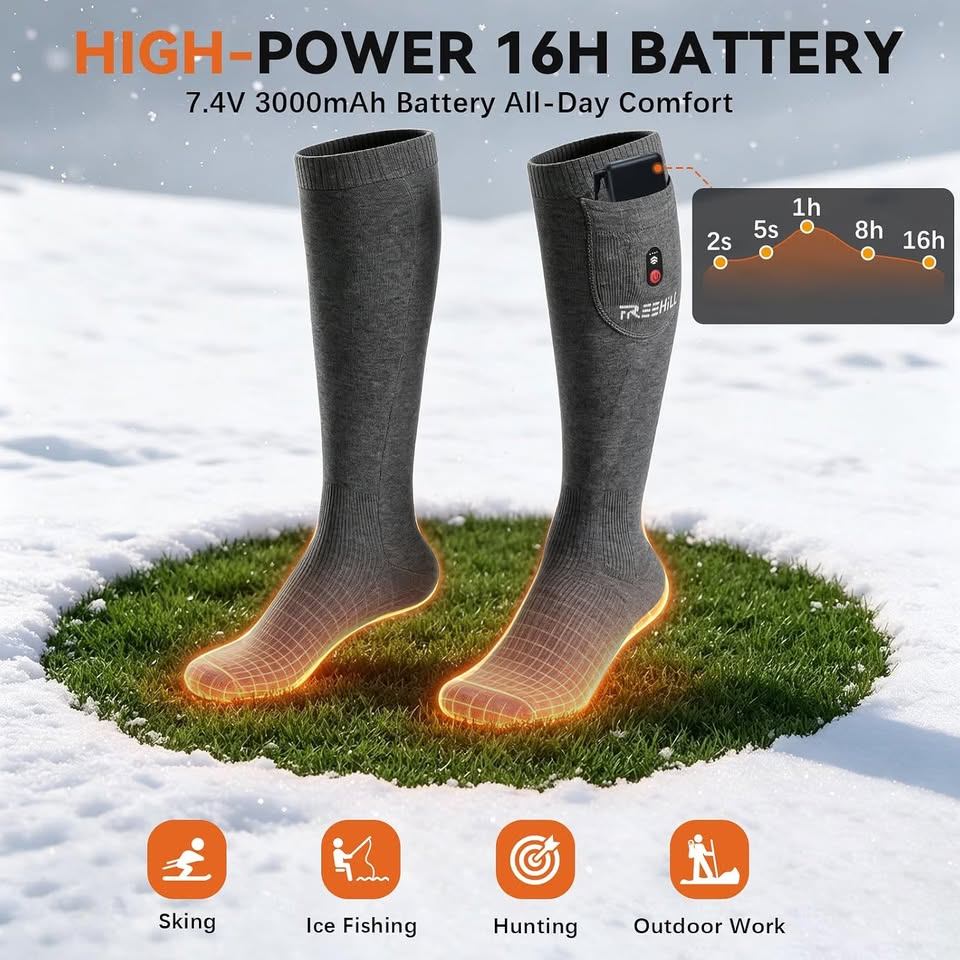 FREEHILL 7.4V Ultimate Wool Heated Socks for Men Women/16H Bat - photo 3