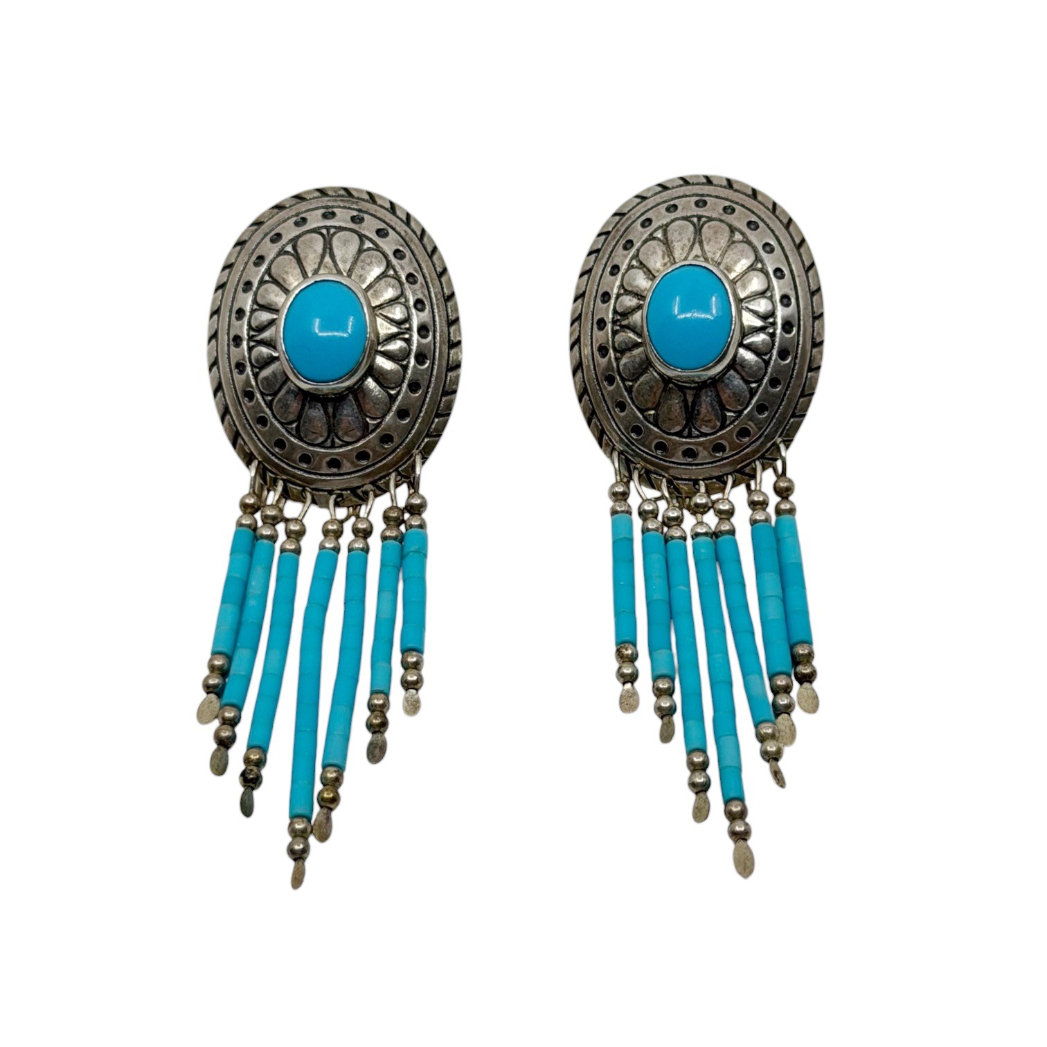 TK Zuni Southwestern sterling silver turquoise drop earrings - photo 3