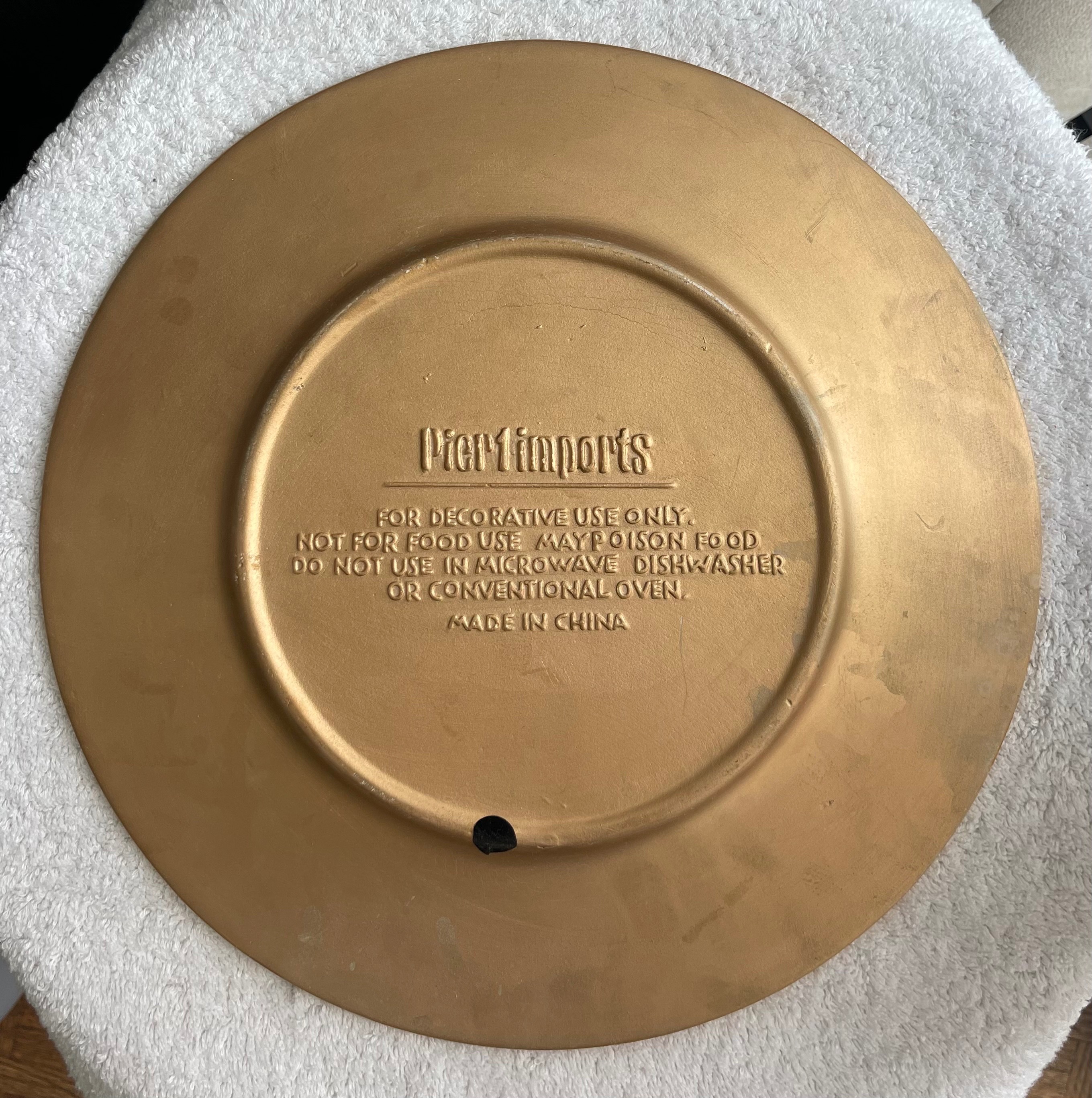Set of 9 Pier 1 Gold Leaf Earthenware Chargers - photo 3