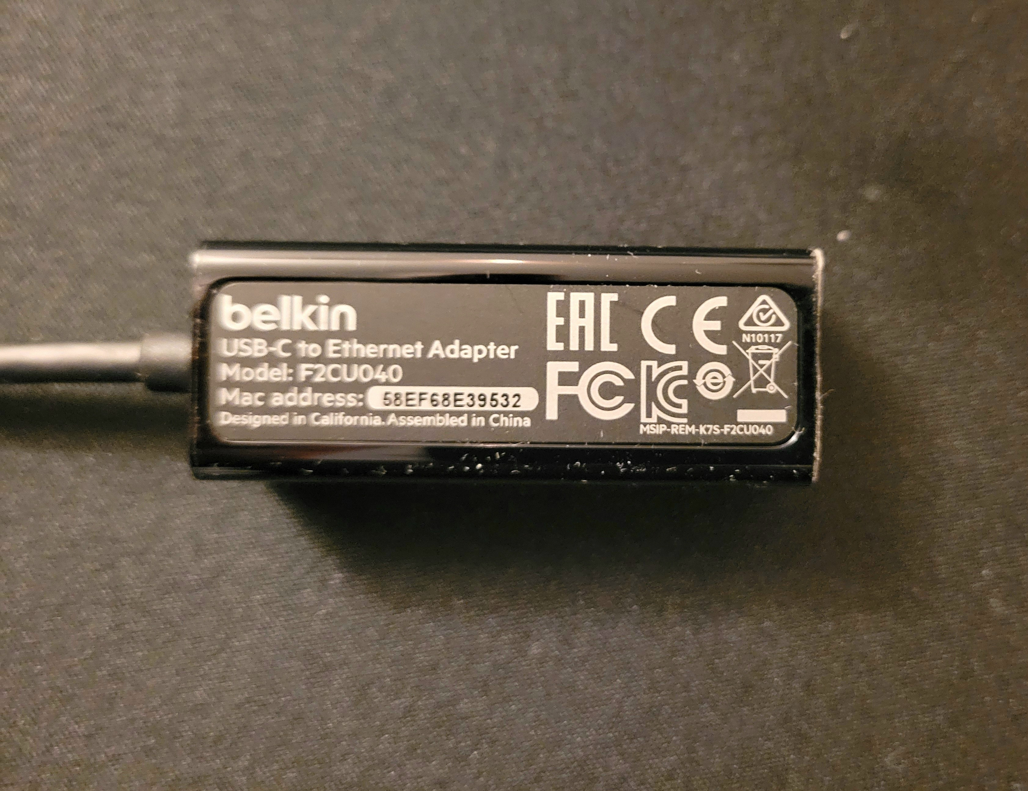 Belkin USB-C to Gigabit Ethernet Adapter (Model F2CU040) - photo 2