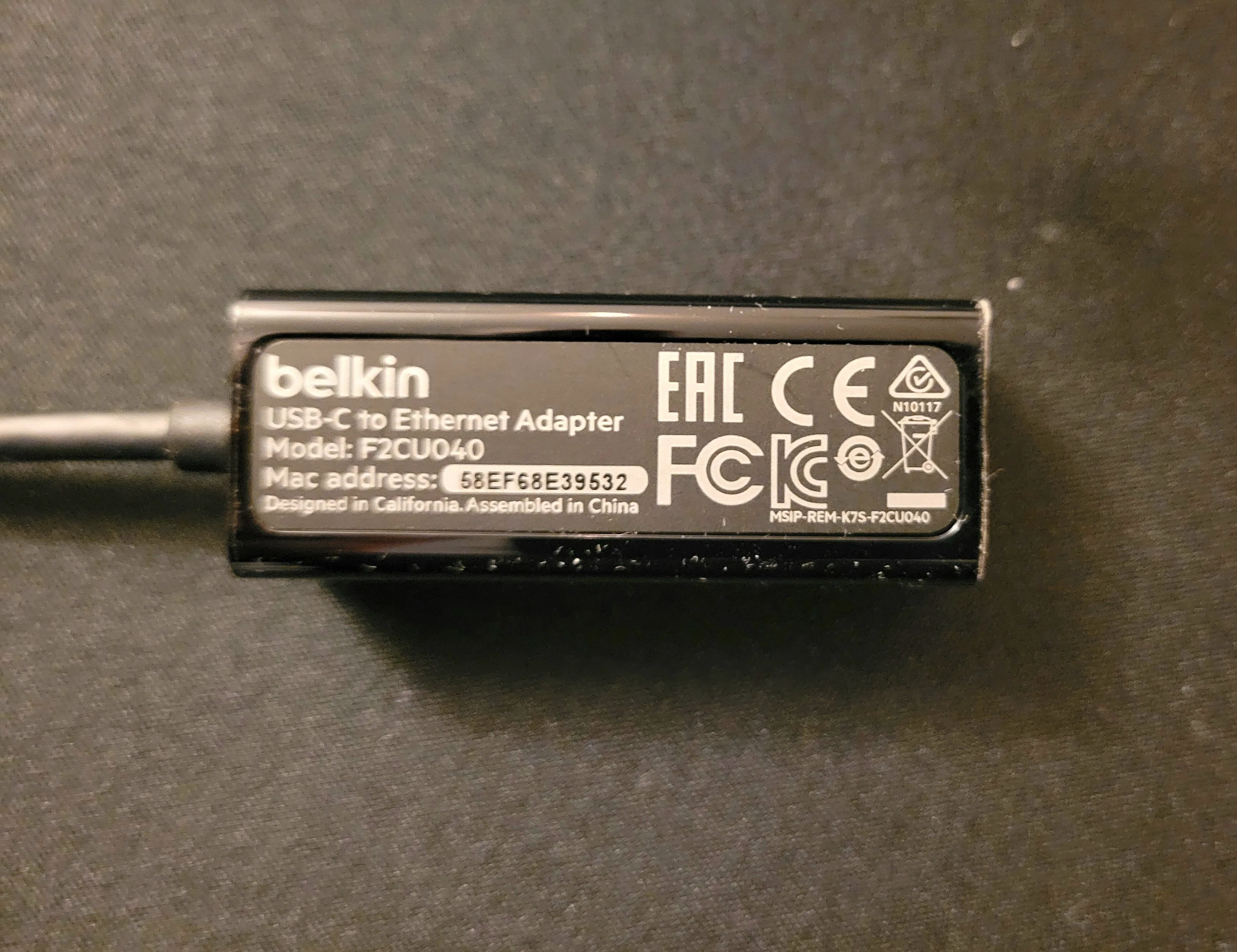Belkin USB-C to Gigabit Ethernet Adapter (Model F2CU040) - photo 2