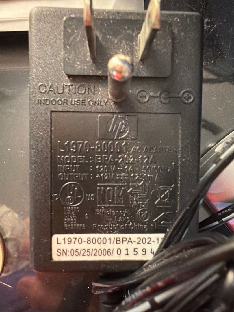 HP 12V 1250mA AC Adapter BPA-202-12A (L1970-80001)