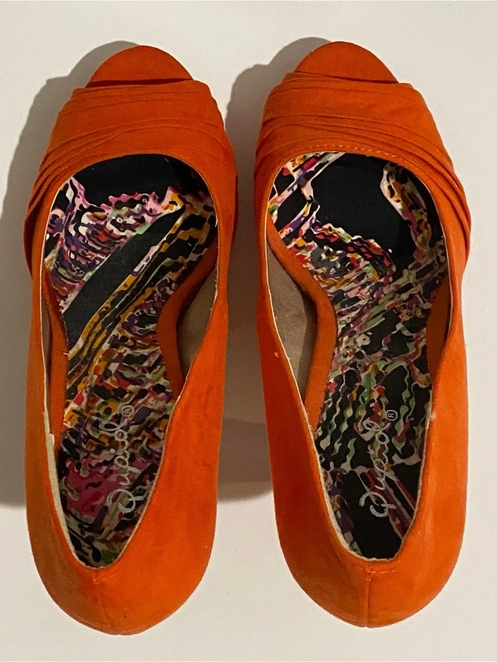 Qupid Women's 7 Orange Stilettos Peep Toe Platform Heels - photo 3