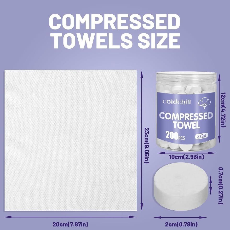NEW 200pcs Compressed Towels, Disposable Towel for Travel 8"x9" - photo 2
