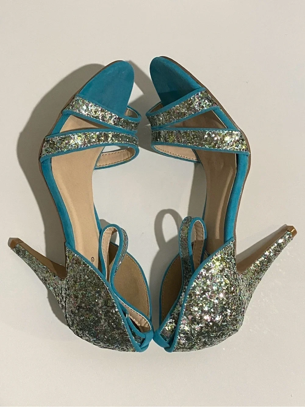 Qupid Women's 7 Teal Blue Sparkle Glitter Stiletto Heels - photo 5
