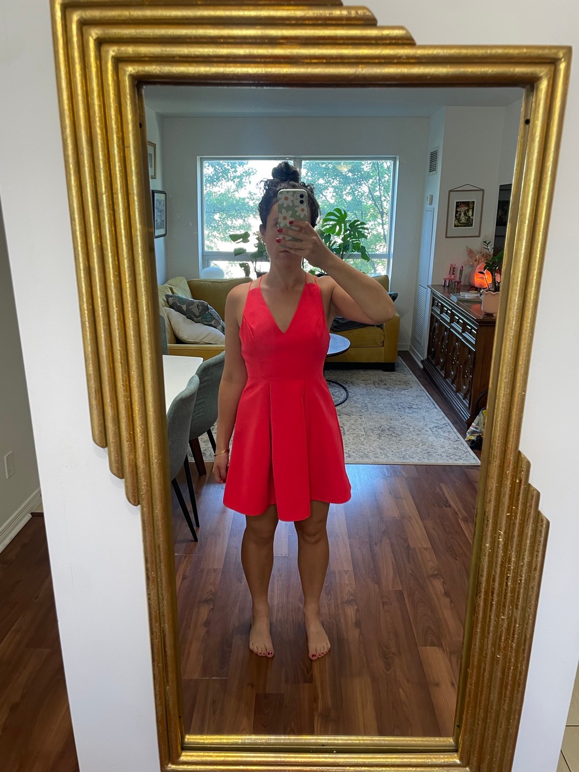 Red cocktail dress, size 2 - photo 4