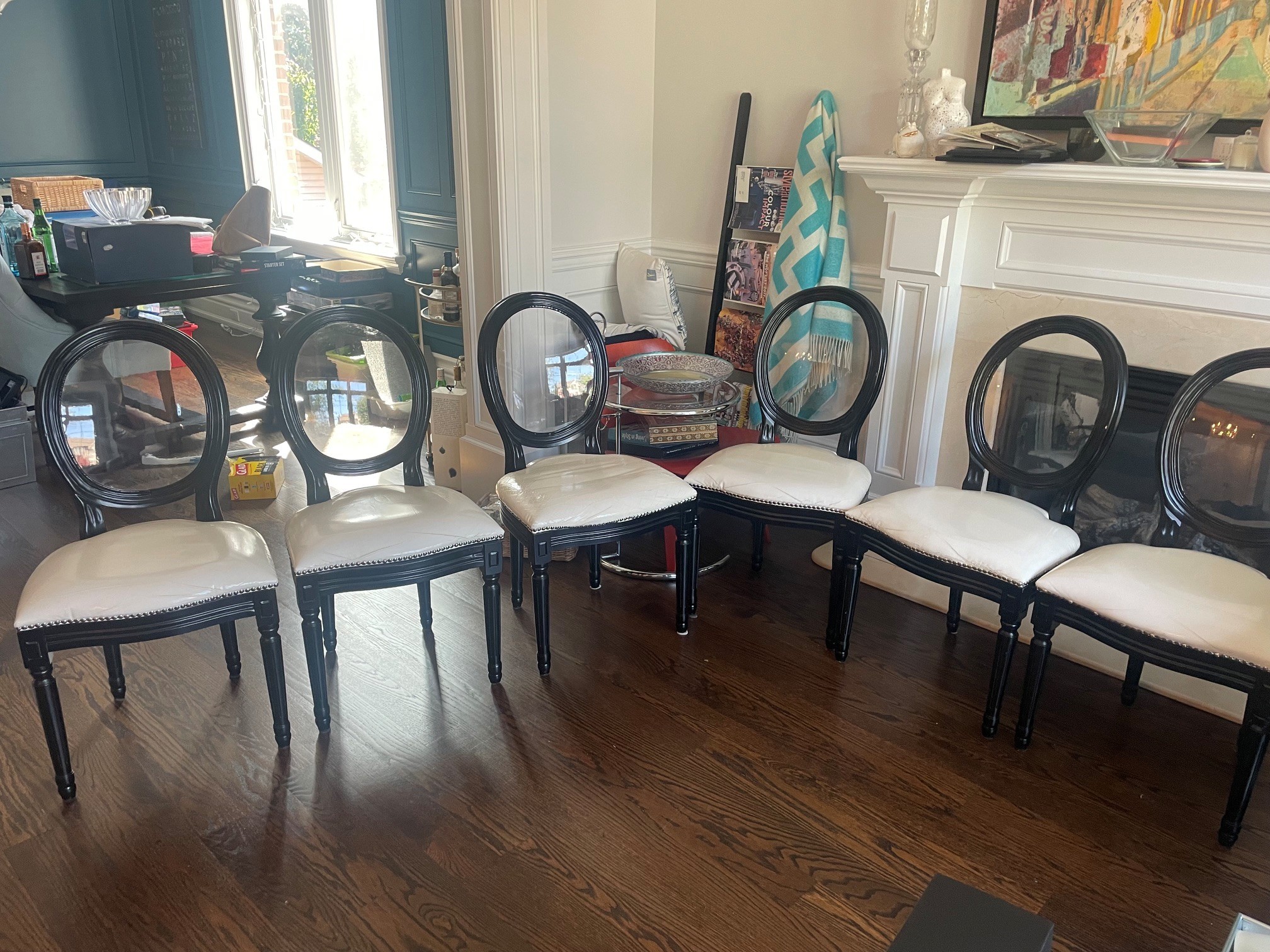 Set of 6 Black and White Dining Chairs